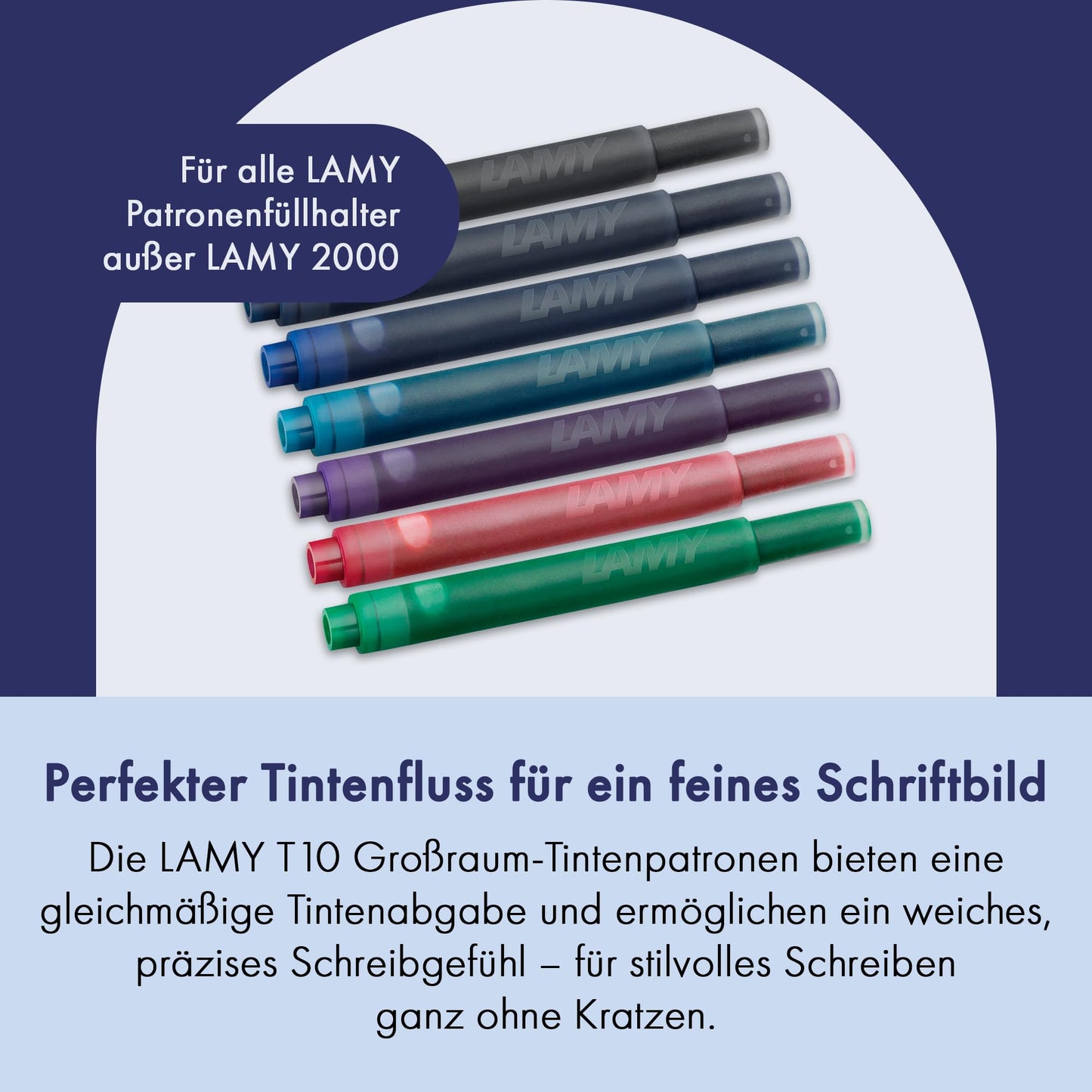 LAMY T10 10-pack ink cartridges with high ink capacity - suitable for all Lamy cartridge fountain pen models - contents 1.25ml per cartridge - 5 pieces per pack - ink color red