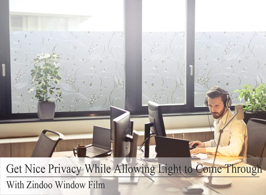 Zindoo window film self-adhesive opaque flower pattern without glue frosted glass film privacy film decorative film anti-UV 90 x 200CM