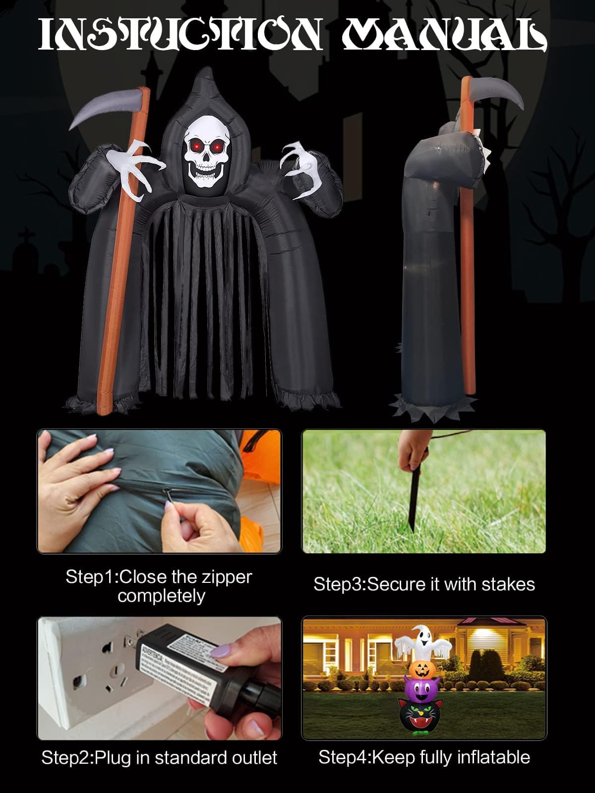 EBANKU Halloween Inflatable Arch, Halloween Decoration, 10.26ft Inflatable Arch, Outdoor Party Decoration for Home and Garden