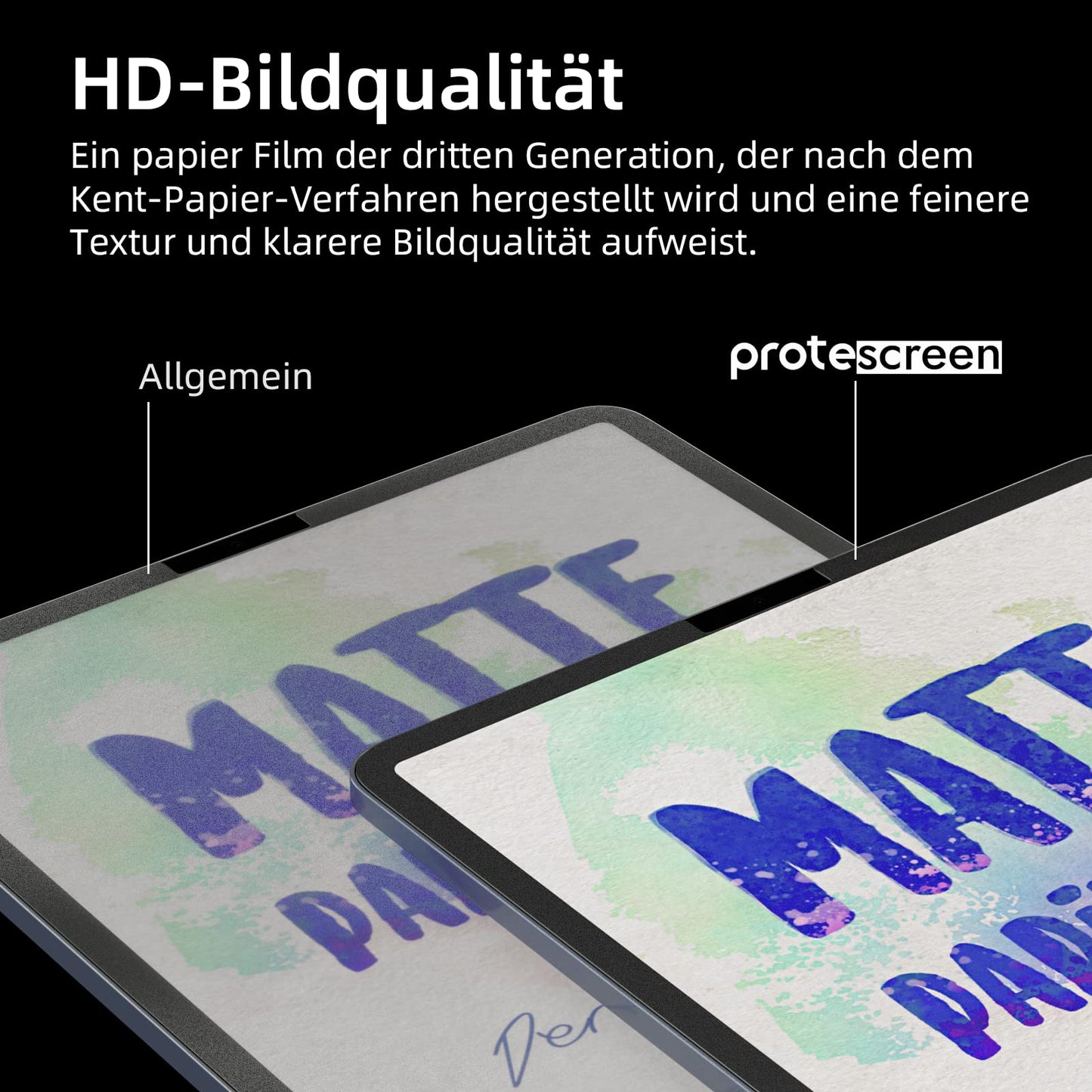 3 pieces matte paper film compatible with iPad 7th/8th/9th generation (10.2 inches, 2019/2020/2021). PET screen protector for writing and drawing, providing a glare-free feel.
