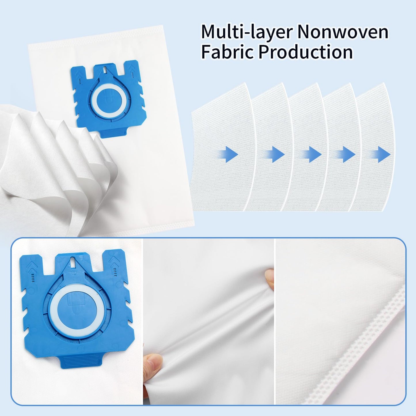 12 GN vacuum cleaner bags 3D dust bags compatible with Miele, GN dust bags compatible for Miele bags 3 HEPA filters 6 microfilters, Complete C2 C3 S2 S5 S8 for S4000, S5000, S6000 & S8000 series.