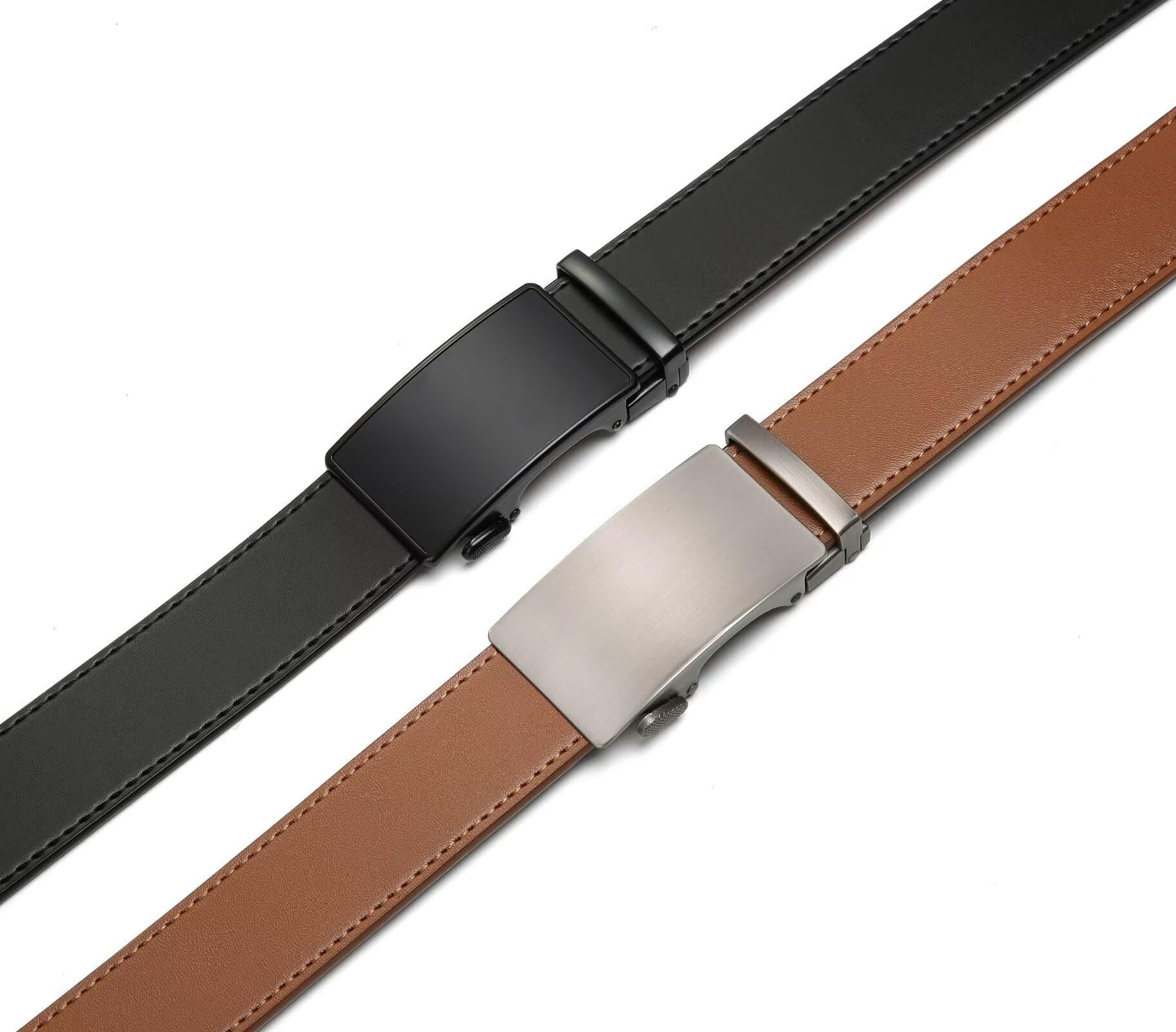 CHAOREN Men's Belt 2-Pack, 35mm Automatic Leather Belt with Ratchet - Customizable Fit, Perfect as a Gift