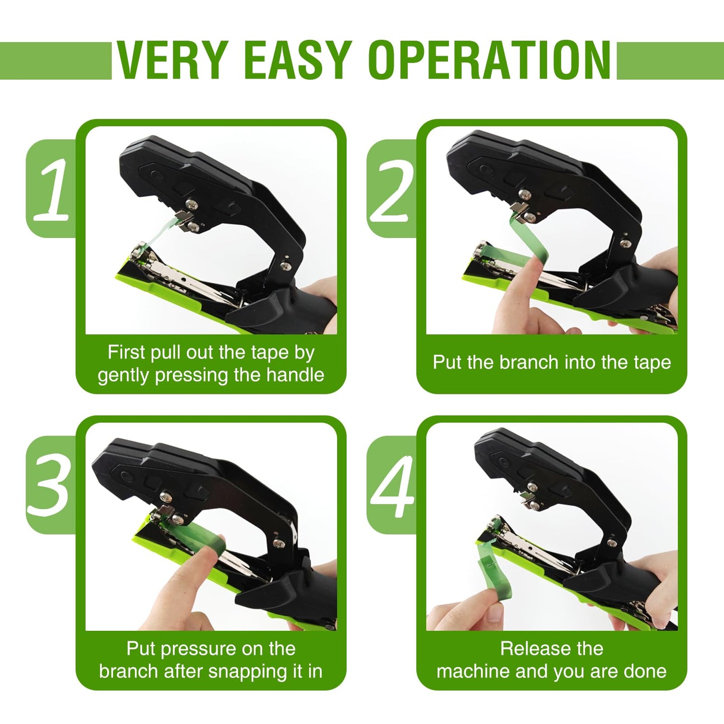 Plant tying machine tape tool with 1 box of staples and 20 rolls for tomatoes, vines, fruit, grapes.