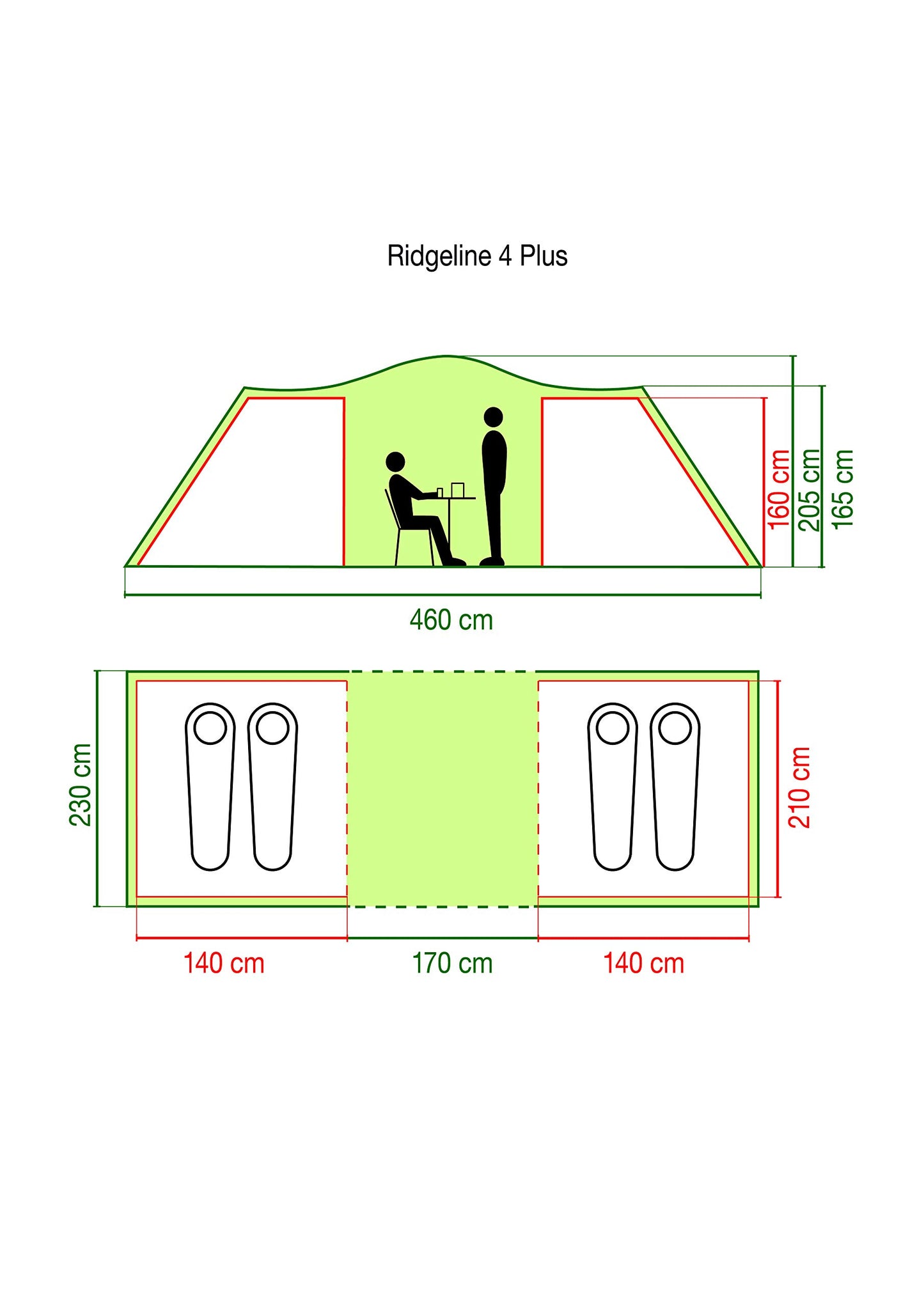 Coleman tent Ridgeline 4/6 Plus, 4/6 person tent, 4/6 person Vis-A-Vis tunnel tent, camping tent, dome tent with sun canopy, Waterproof HH 3,000mm.