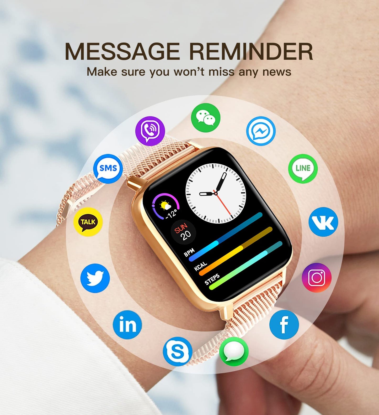 Lefitus Smartwatch for women with calling function 1.7" touchscreen, sports watch activity tracker heart rate pedometer sleep tracker SpO2 IP68 waterproof for Android/iOS