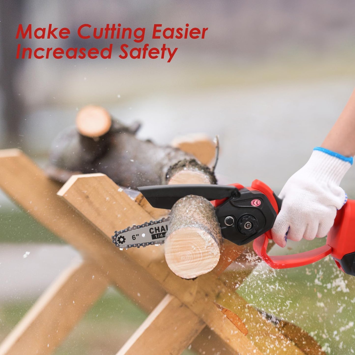 6 inch Mini Chainsaw with Battery, Aoresac Battery chainsaw with 2 Batteries and Chains, 800W Safety Button One-Hand Chainsaw for Hand Chainsaw for Cutting Branches and Garden