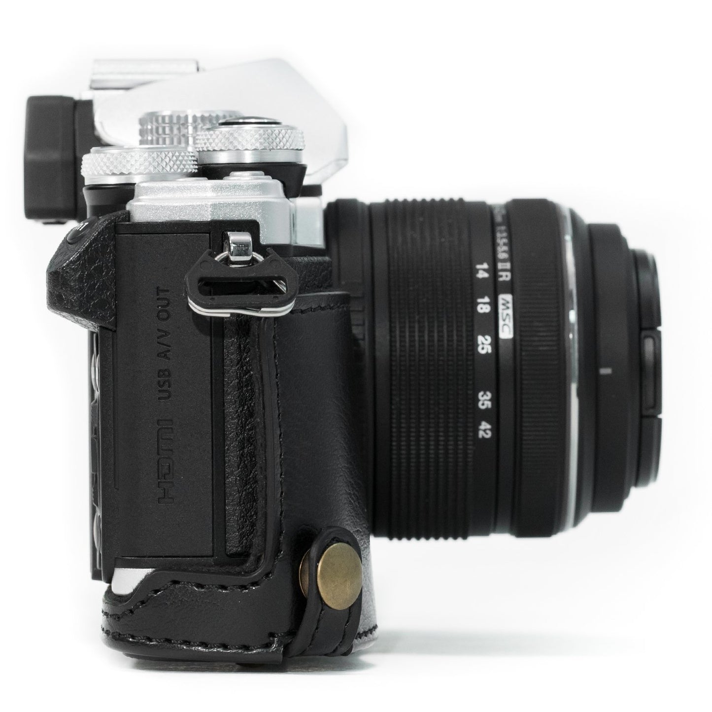 MegaGear MG367 Olympus OM-D E-M10 Mark II, E-M10 (14-42mm) Ever Ready Leather Camera Case with Strap - Black