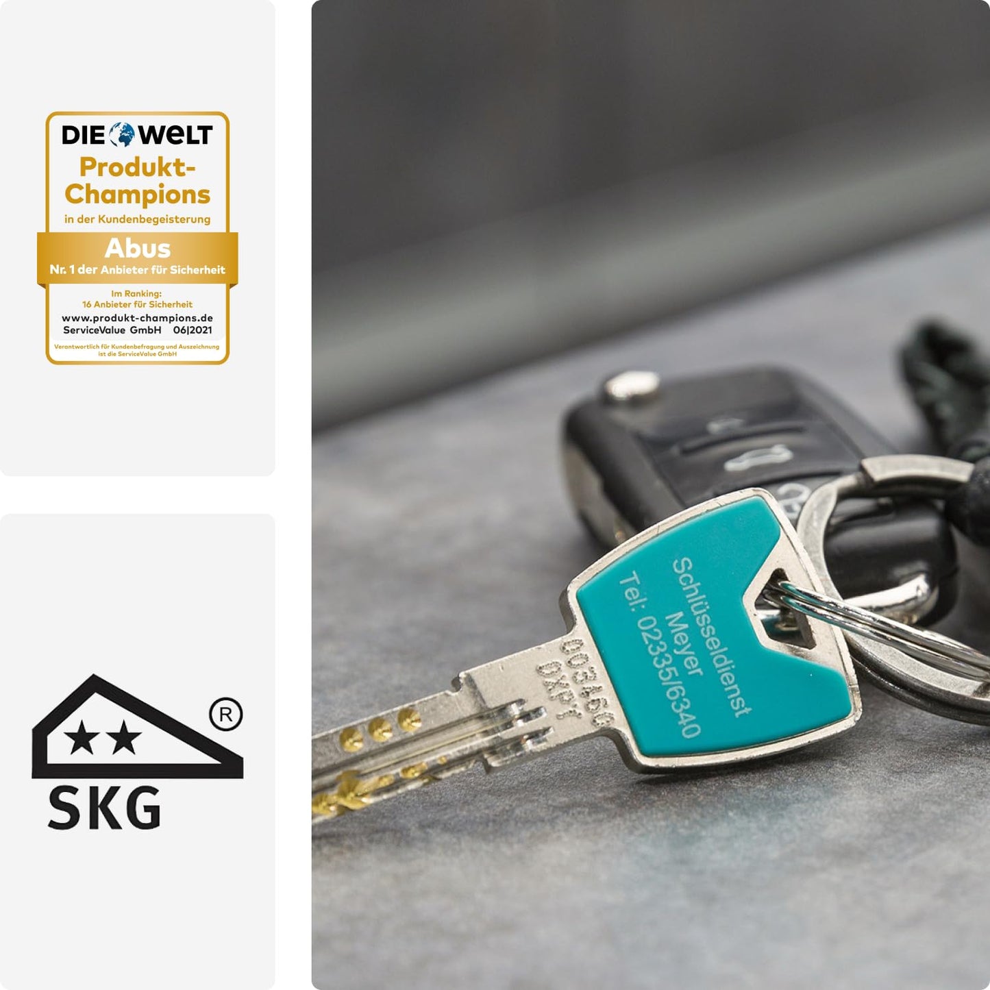 ABUS profile cylinder XP20SN 35/40 including security card & 3 keys, 73728 Nickel.