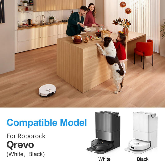 RUKHOOL accessory for Roborock Q Revo accessory kit vacuum robot replacement parts with 4 * dust bags 4 * mop cloths 1 * main brush 4 * filters 4 * side brushes 1* cleaning brush