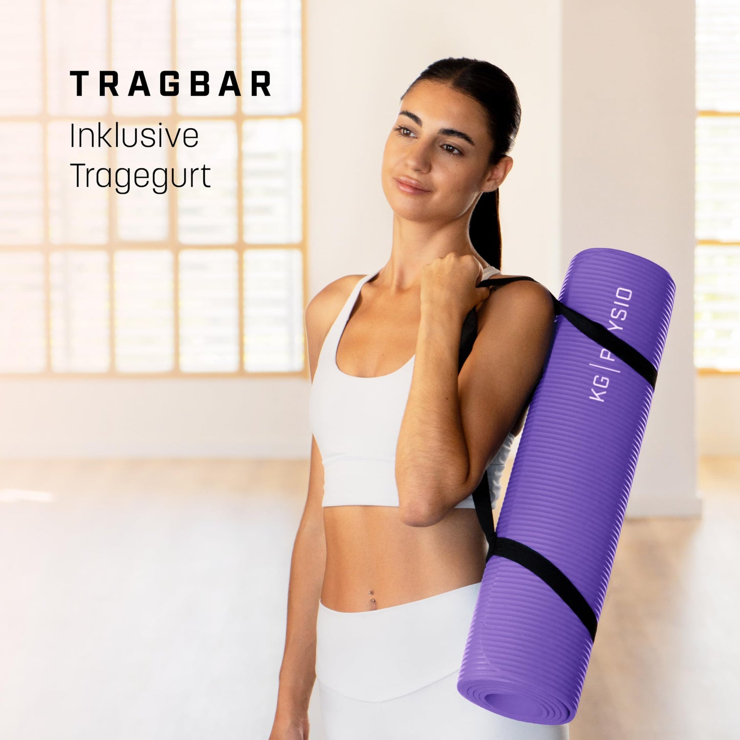 KG PHYSIO Yoga Mat Non-Slip & Cushioned - Yoga Mat with Carry Strap, Fitness Mat, Thick 8mm Exercise Mat, Gymnastics Mat, Gym Mat, Pilates Mat, Fitness Mat, 183x60cm