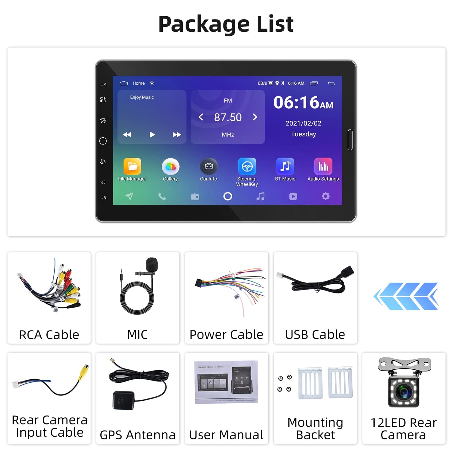 Android 13 car radio 1 Din with GPS navigation WiFi Bluetooth hands-free calling 10.1 inch detachable touchscreen car radio with Mirror Link Bluetooth FM/RDS/EQ/DAB/OBD/DVR steering wheel control backup camera
