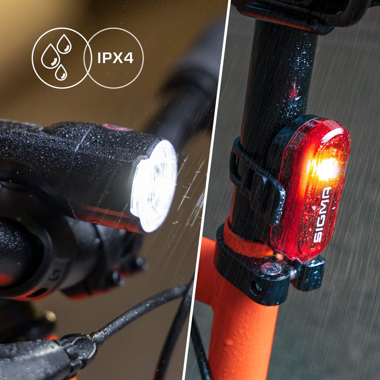 SIGMA Aura 30 & Curve | battery-powered bike lights set | tool-free installation | splash-proof | StVZO approved | front + rear bike light
