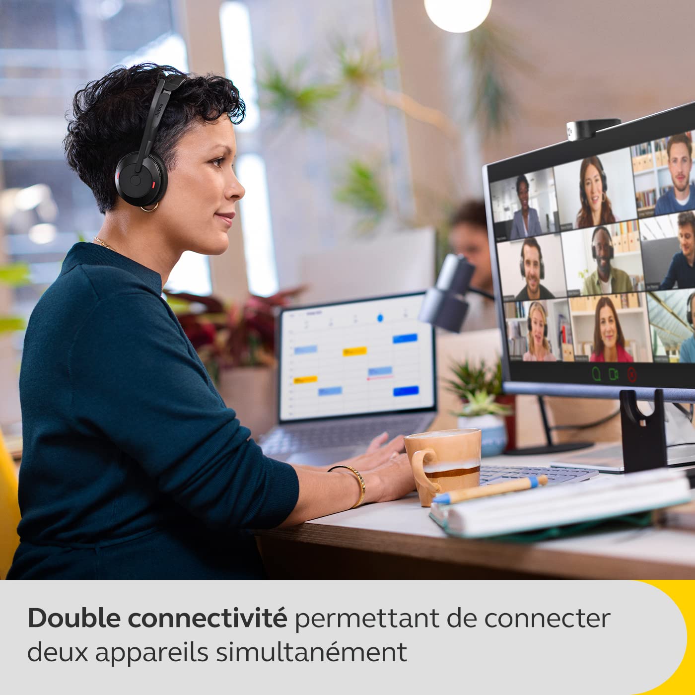 Jabra Evolve2 55 - wireless mono headset with charging stand Air Comfort - microphones with noise cancellation and ANC - compatible with all UC platforms like Zoom and Google Meet - Black