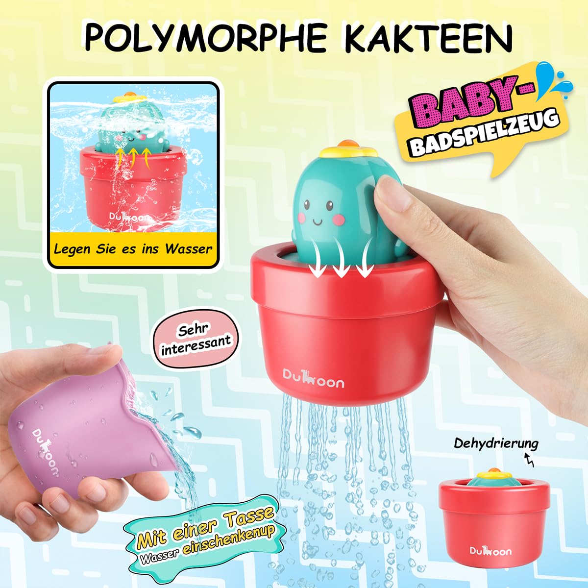 GILOBABY Bath Toy Set, Baby Bath Tub Toy, Water Toy for Kids with Cup, Bear, and Cactus, Baby Toy Gift for Boys and Girls Birthday from 6 Months.
