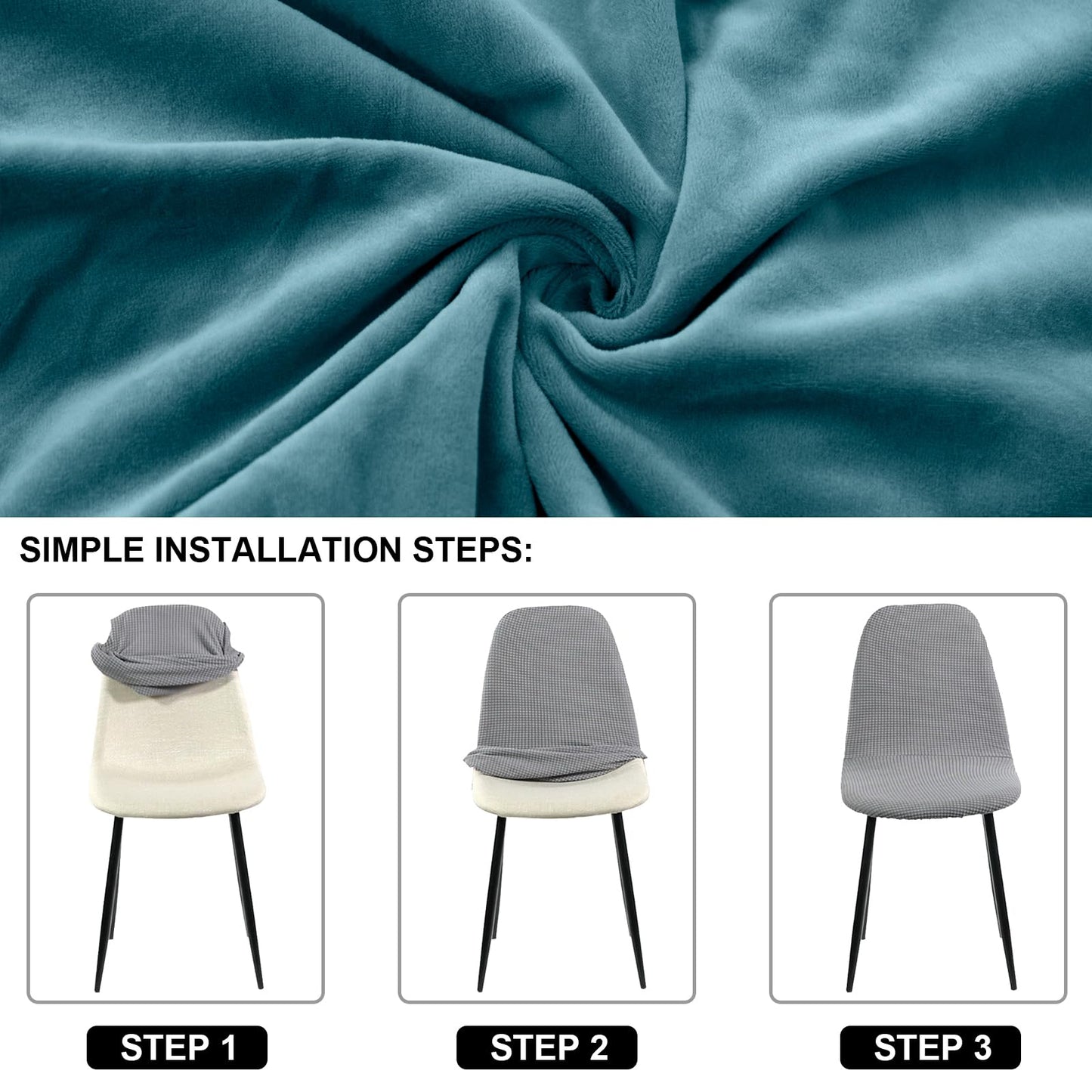 Lydevo chair covers 6-pack dining room Stretch chair covers for dining chairs Universal Washable Cover Chair Covers Scandinavian Chair Cover for Kitchen Chairs Hotel Banquet, Velvet #Peacock Blue