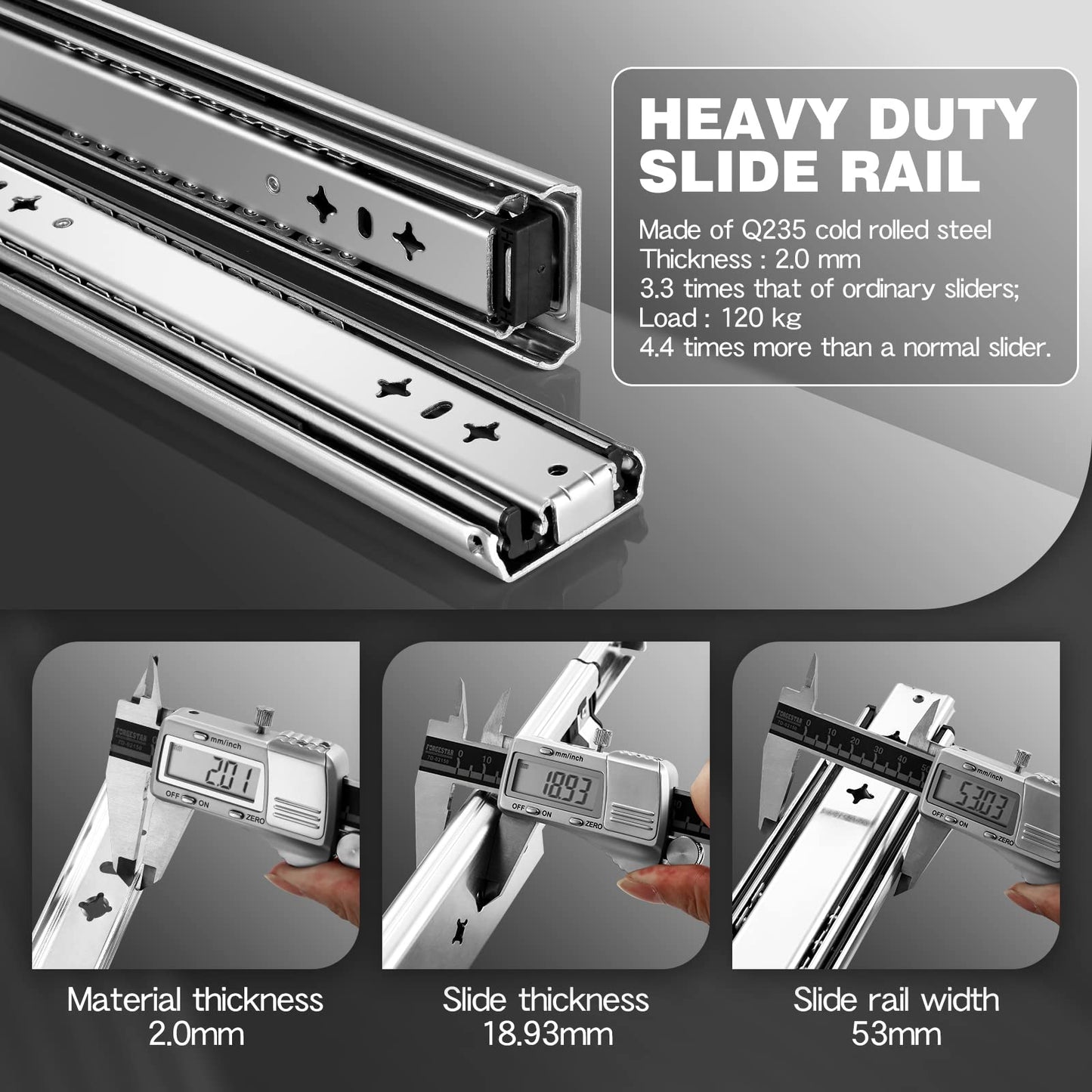 SHUHANG drawer slides 120 kg load capacity with ball bearing Industrial drawer slide full extension 300 350 400 450 500 550 600 650 700 750 800 850 900 950 1000 mm, side mount 1 pair
