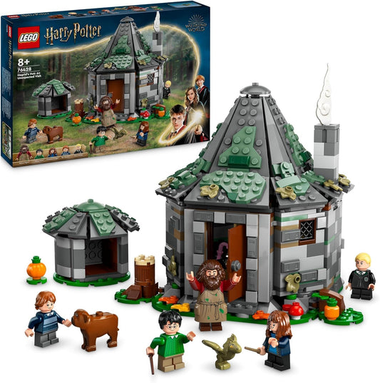 LEGO Harry Potter Hagrid's Hut: A Unexpected Visit set with 5 mini-figures and 2 animal figures & Harry Potter Hogwarts Castle Boathouse toy model for kids