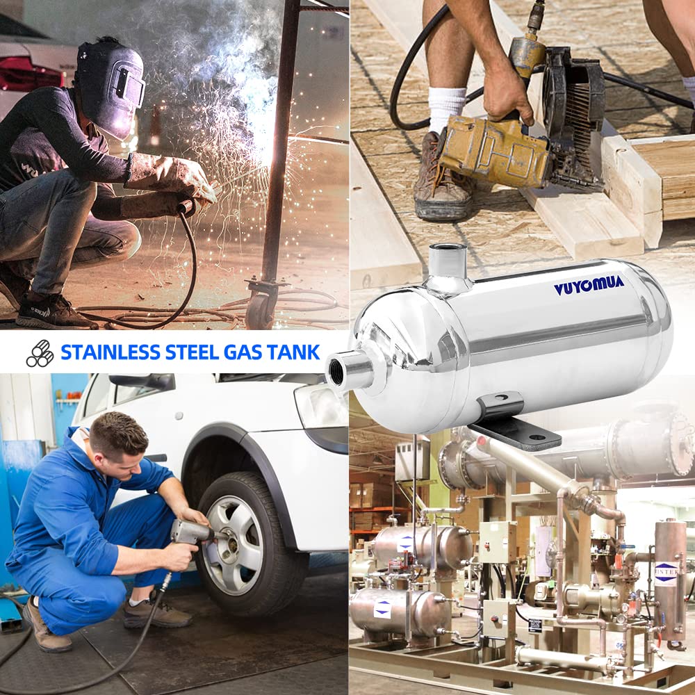 VUYOMUA 304 Stainless Steel High Pressure Mini Small Portable Air Tank Air Reservoir Water Storage Tank (0.3L-SG)