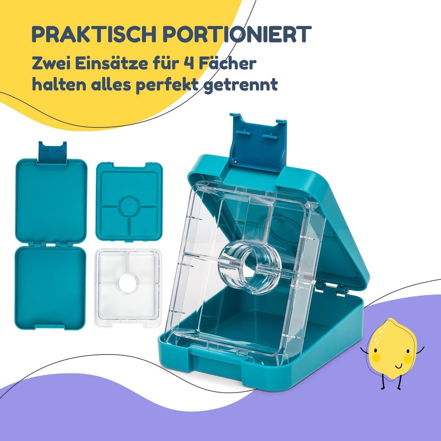 Easy snack box for kids with compartments, divided and leak-proof lunchbox for kindergarten/daycare, bento box for children, safe snack container lunchbox.