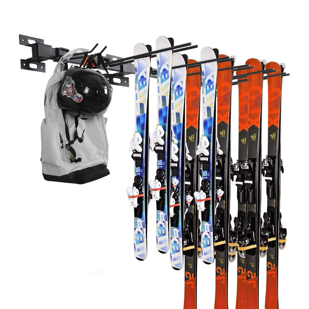 ANTOPY Ski Storage Rack Snowboard Stand Wall Mount Heavy Duty Metal Ski Wall Rack Holds up to 10 pairs, 200 pounds for Home and Garage Storage Organizer Hanger 3 Racks