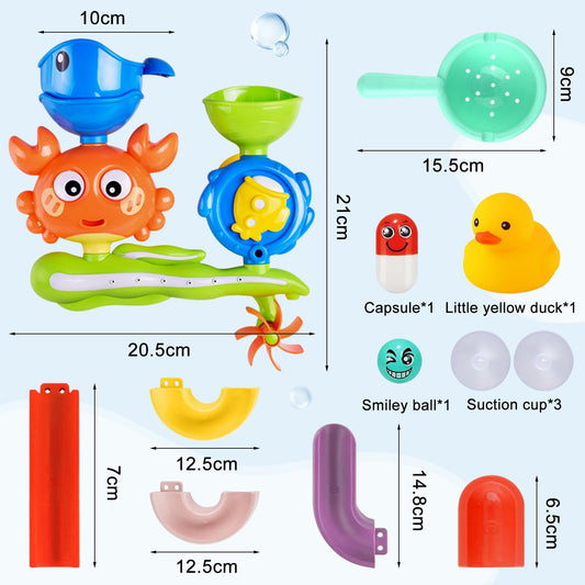 Bath toys for 3 4 5 6 years - DIY bath toys with ball track & suction cups, water toys for kids for girls & boys, educational bath gift.