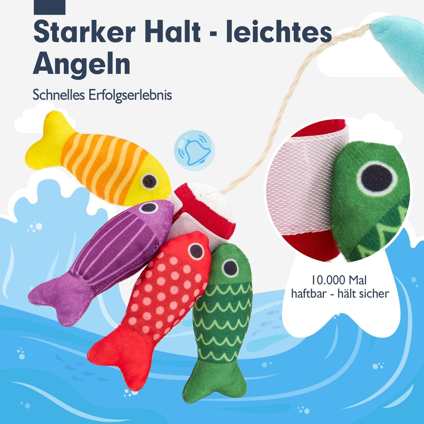 hahaland Baby toys for 1-2 year olds, fishing game for children 6-12 months, educational games, motor skills toys, Montessori toys, fish catching game - small gifts