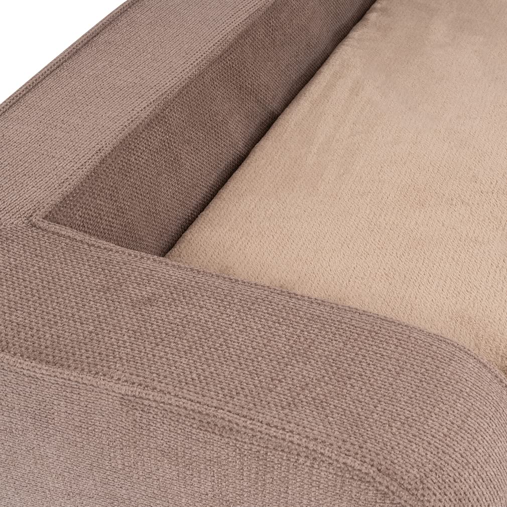 Cuddlywuff orthopedic dog bed with reversible velour pillow Bellamy 80 x 60cm Brown - Removable cover - machine washable - for large, medium, and small dogs