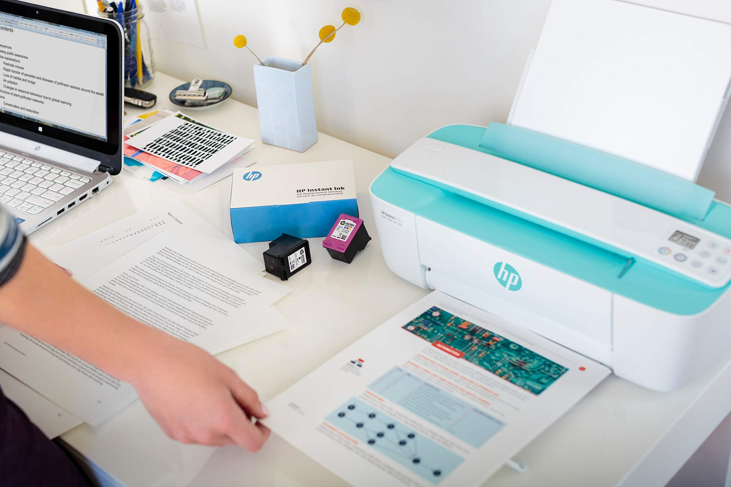 HP DeskJet 3760 Thermal Inkjet Printer A4 1200 x 1200 DPI 19 ppm WiFi, Blue, White