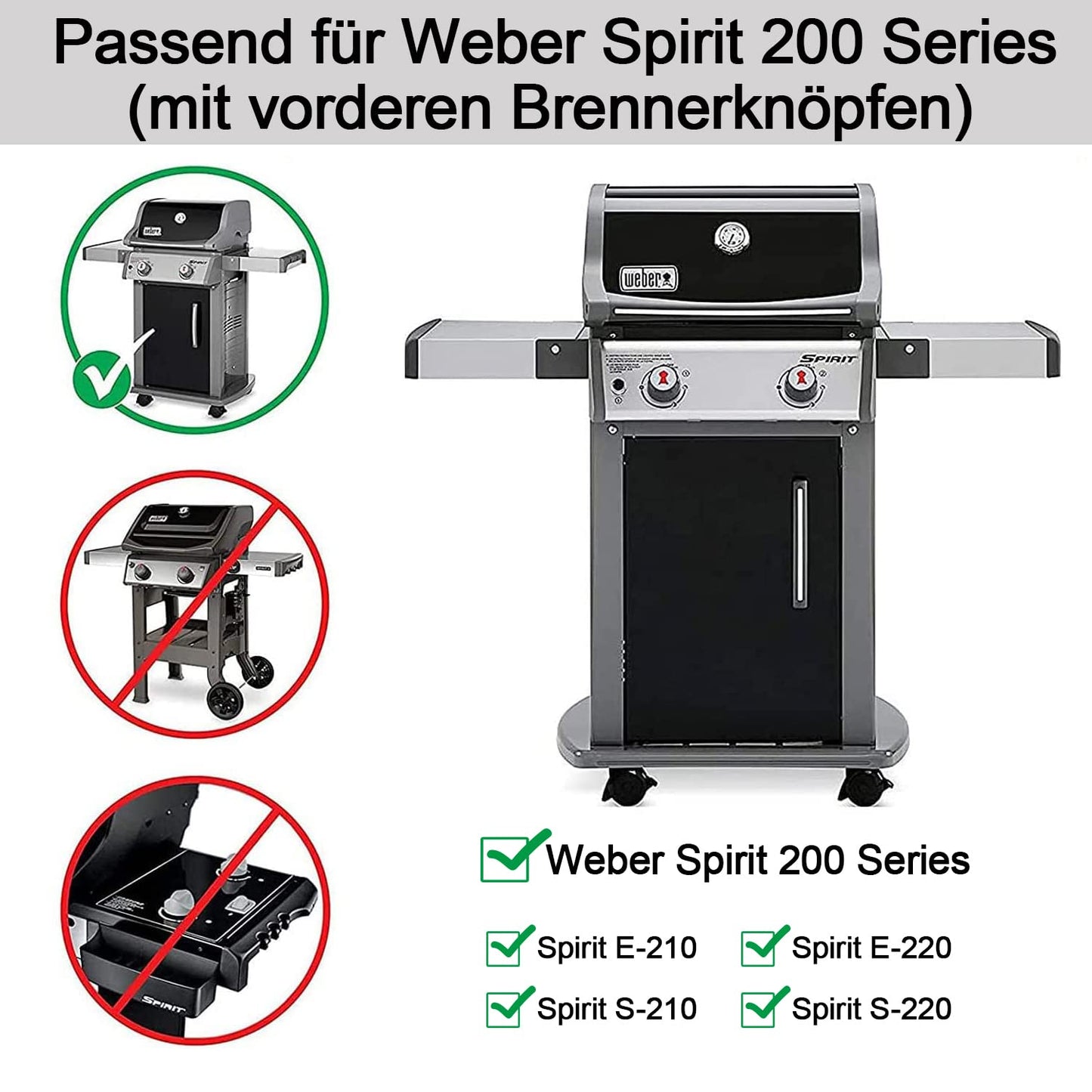 7635 stainless steel flavorizer bars for Weber Spirit I & II 200 Series, Spirit I E210/220 & II E210/S210 (with front burner knobs), 38.9CM heat plate, grill replacement flavorizer bars for Weber Spirit