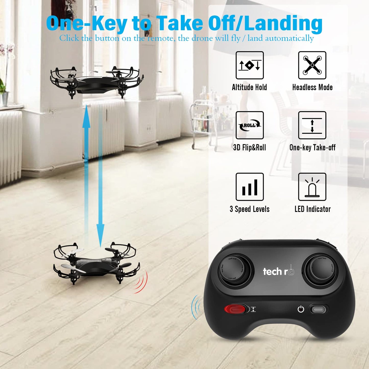 RC Mini Drone with HD Camera FPV RC Drone with 2 Batteries 2.4GHz Remote Controlled Quadcopter Beginner APP Control Photo Live Video Transmission Mobile Control 360° Flip Camera Drone Kids Toy