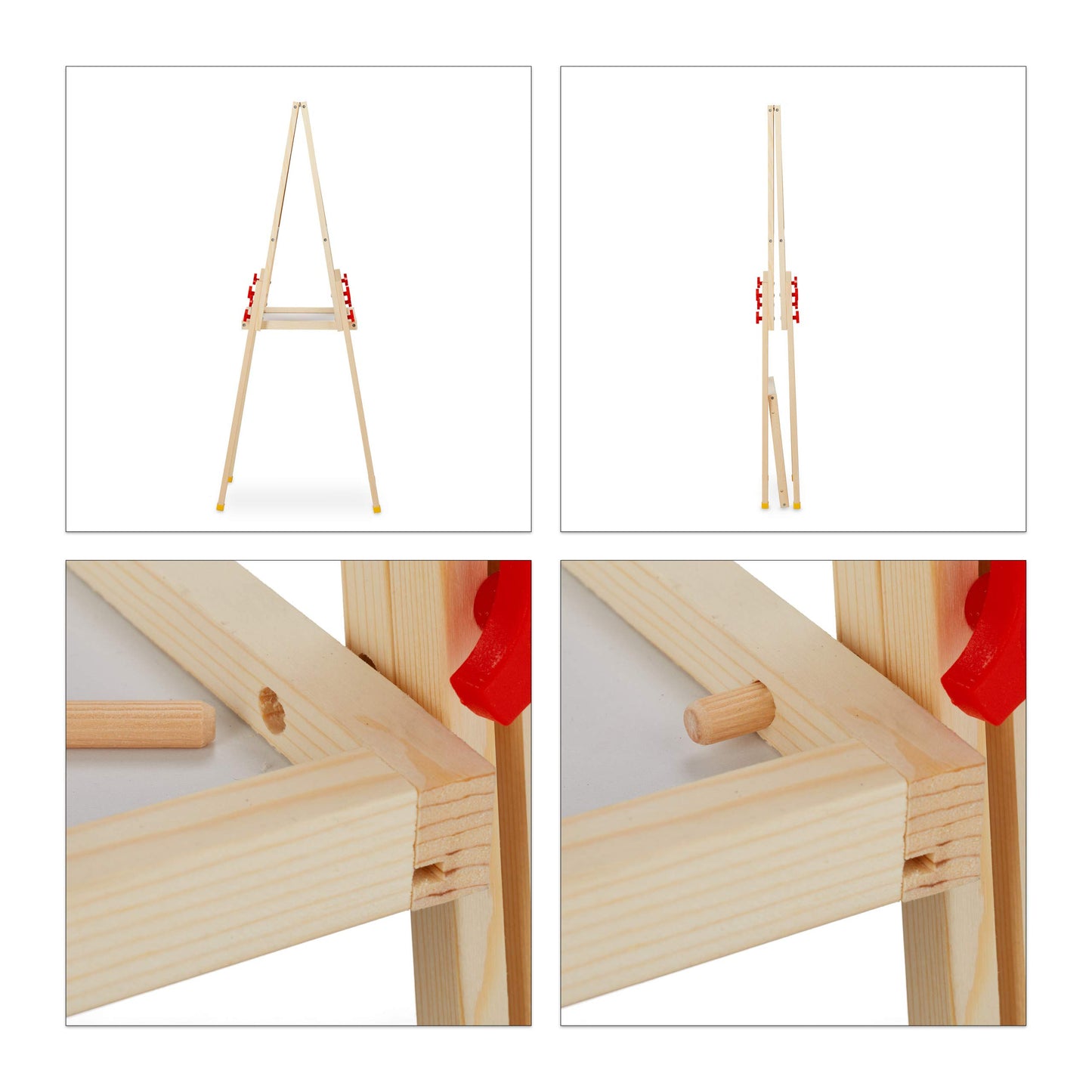 Relaxdays Kids Easel, adjustable height & magnetic, wood, whiteboard & chalkboard, 81-104 x 45 x 42 cm, natural