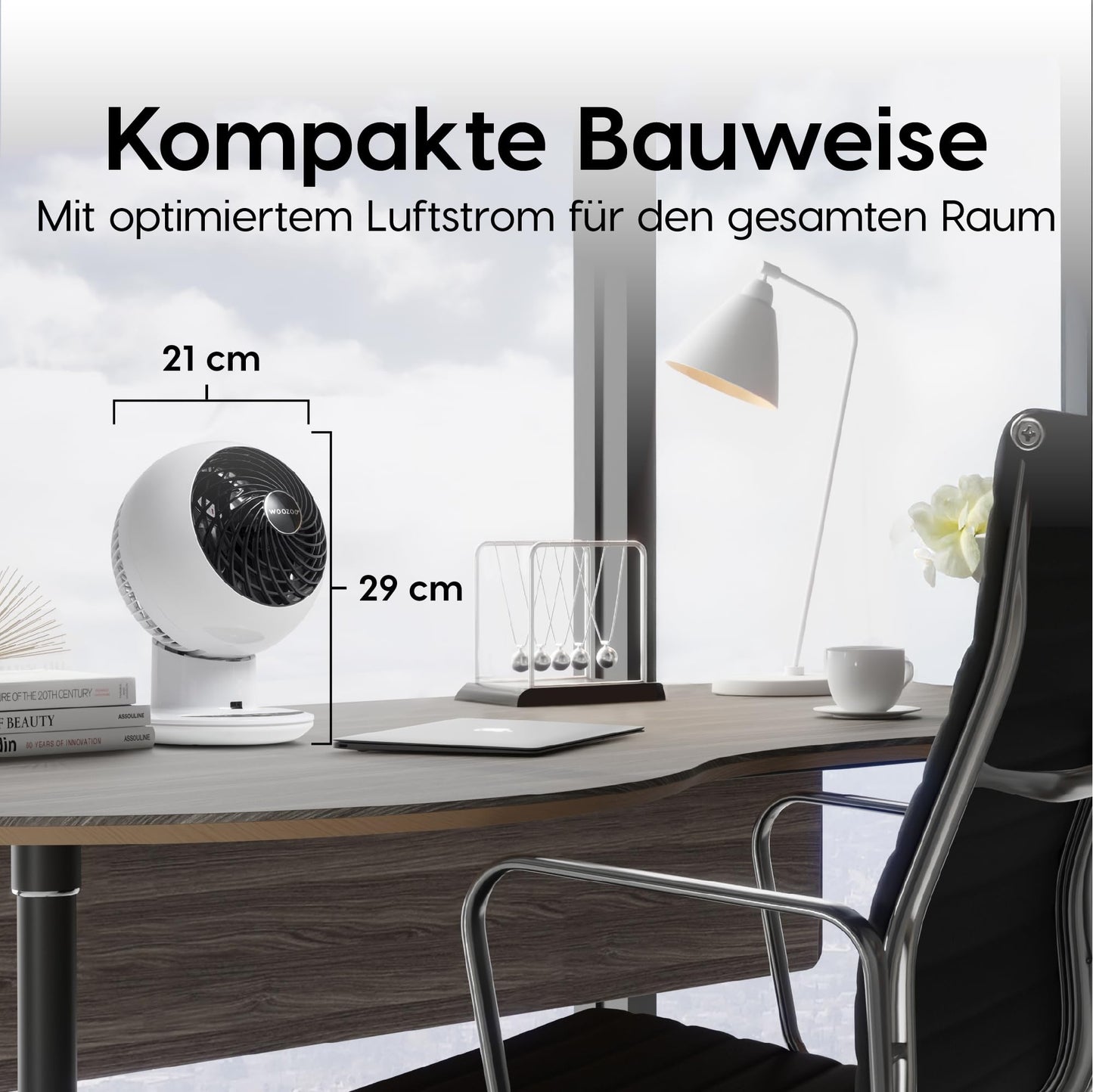 Iris Ohyama Woozoo, 30m², Fan, White, 5 speeds, Remote control, Oscillating, quiet, Table Fan, Desk Fan, Floor Fan, portable, Cooling, PCF-SC15T