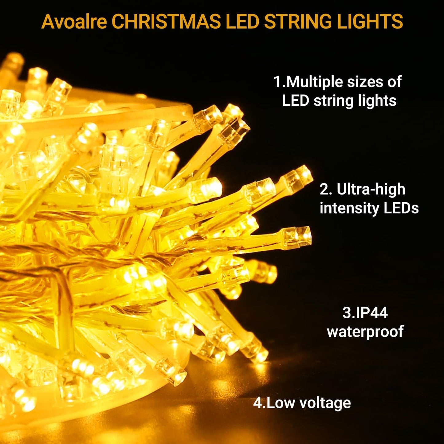 Avoalre 500 LED outdoor string lights 100M, IP44 waterproof warm white string lights, 8 modes with memory function outdoor Christmas lights for Christmas garden party birthday