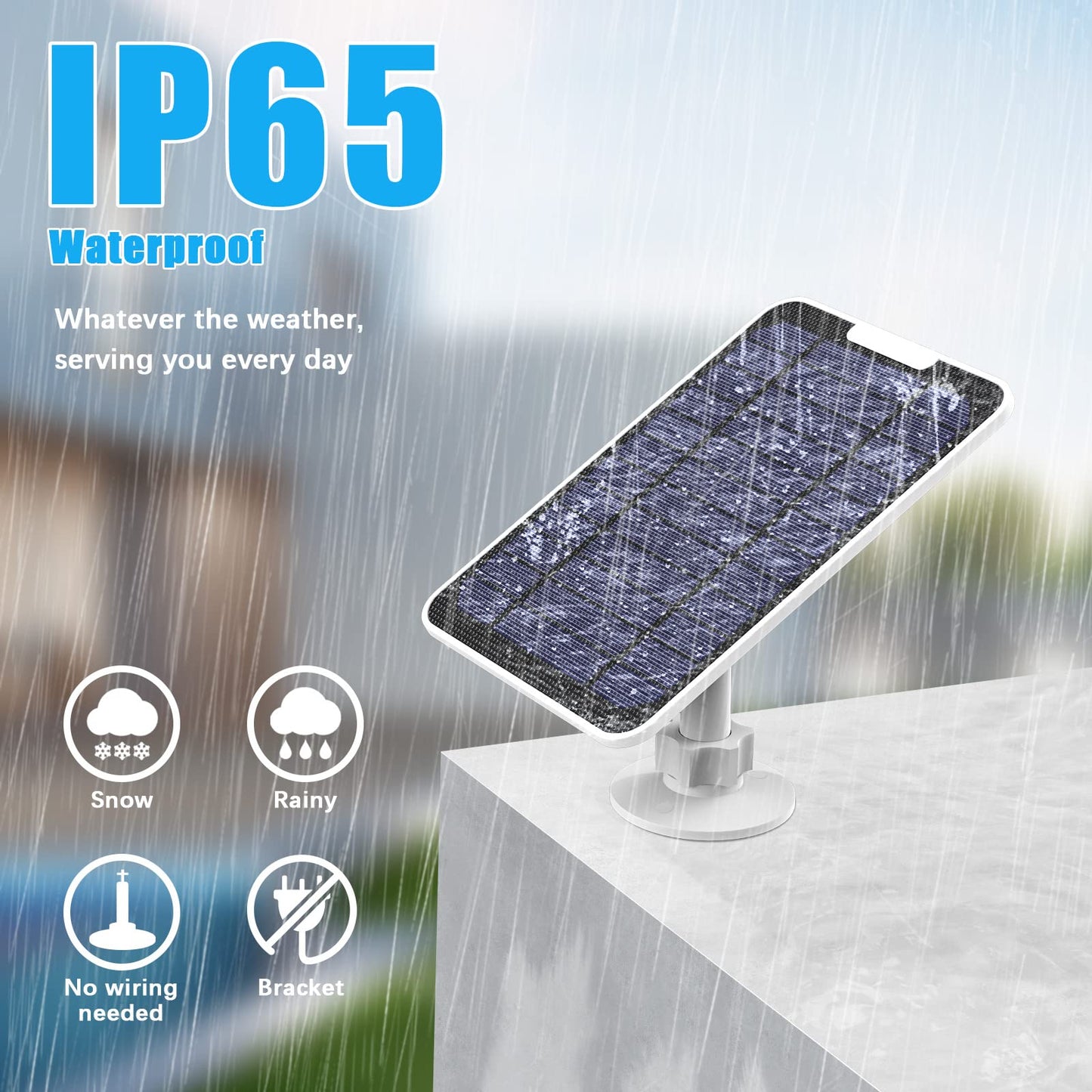 4W solar panel charger, compatible with Arlo Pro 3/4/5S/Ultra/Ultra 2/Go 2, 3m charging cable, IP65 weatherproof solar panel with 360° wall mount (magnetic connector)