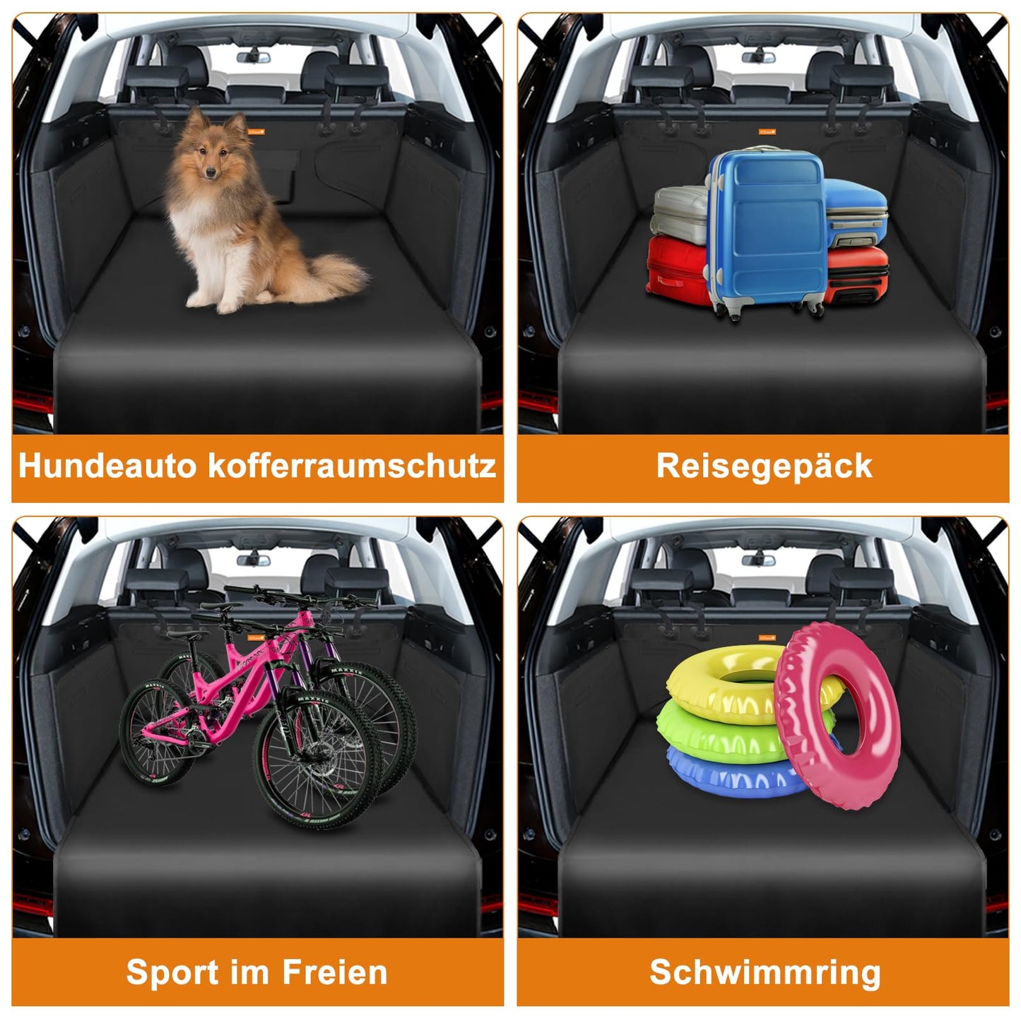 Alfheim Cargo Liner for Dogs - water-repellent & easy to clean - Universal Fit Car Boot Cover - Black Cargo Mat with Bumper Flap (Black)