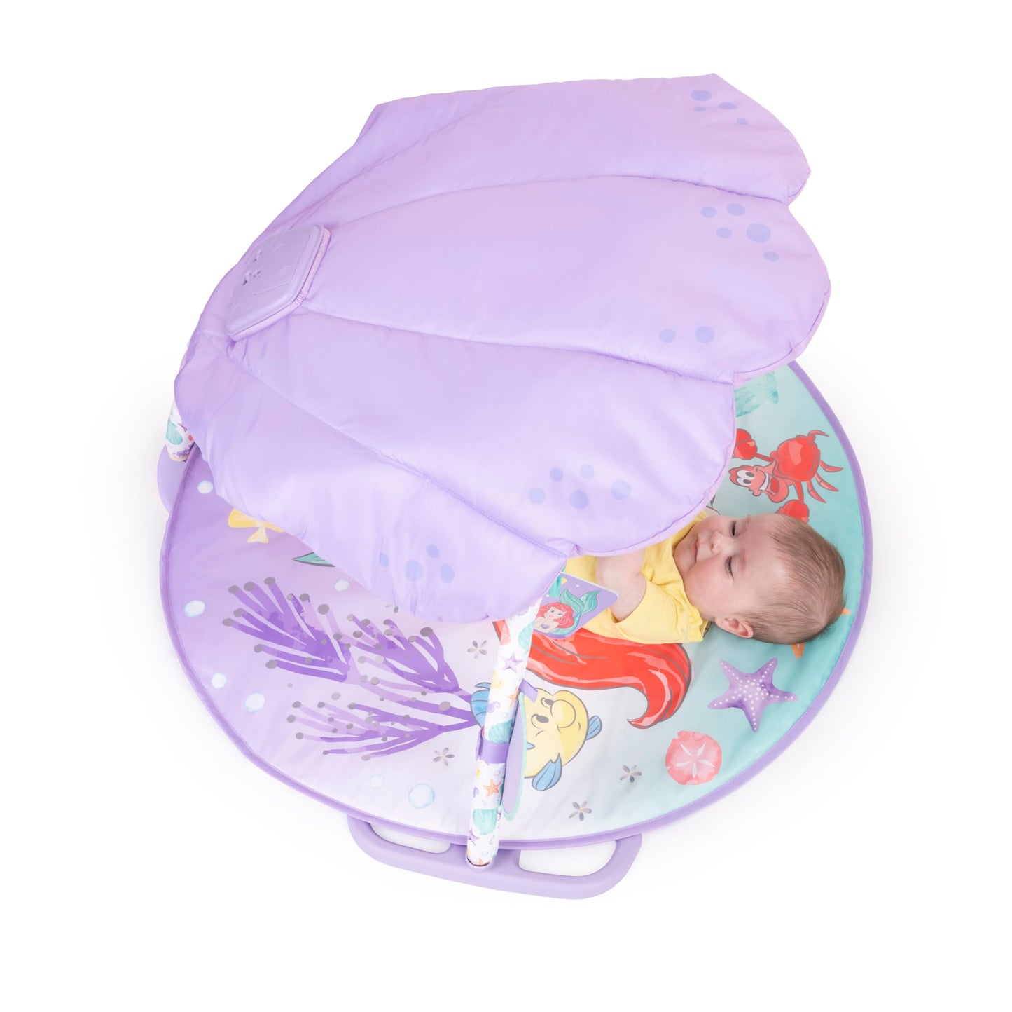 Bright Starts, The Little Mermaid Twinkle Trove illuminated music activity gym, 25 minutes of melodies, 6 toys included, for newborns +.