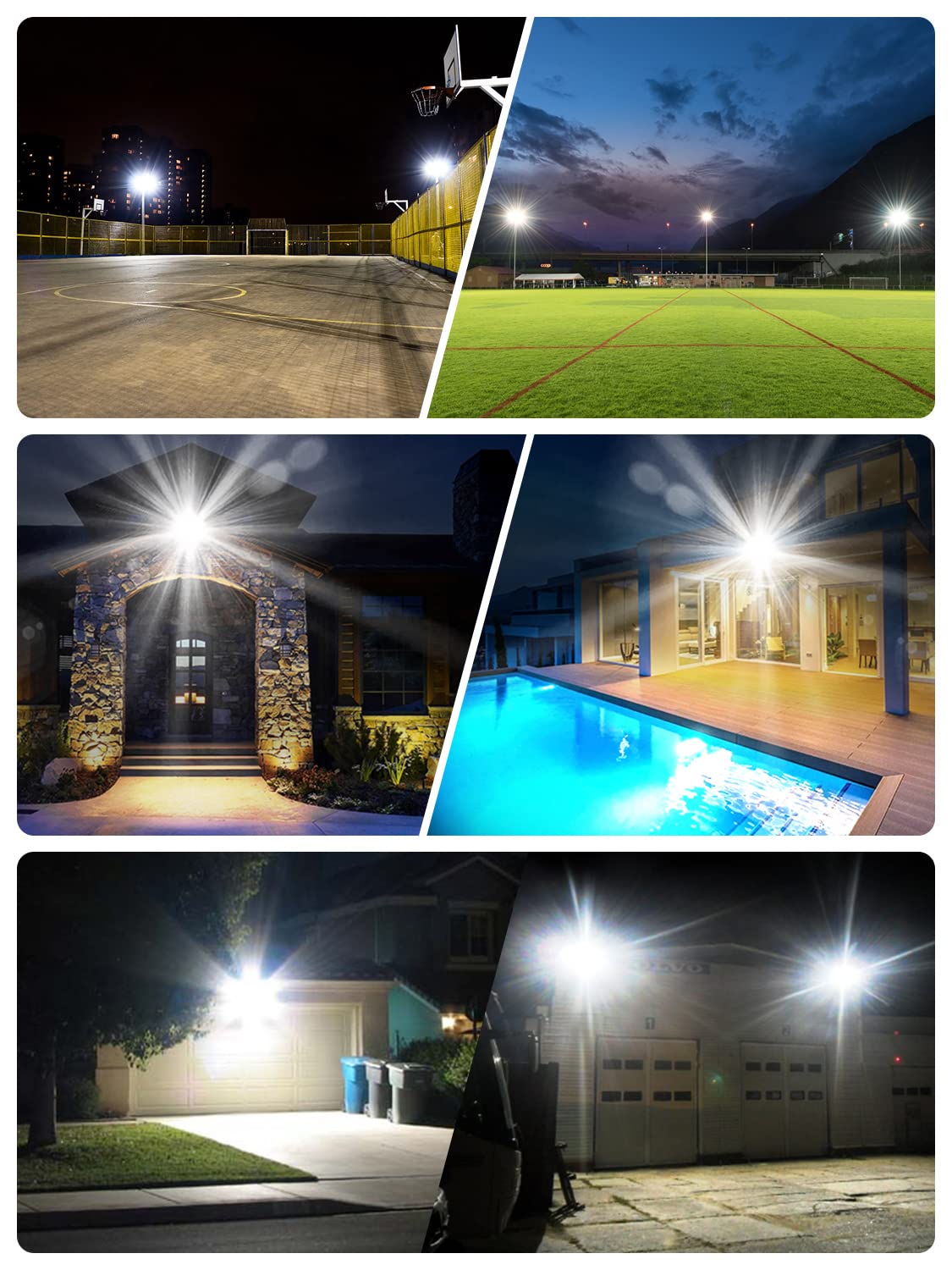 Viugreum 200W LED floodlight, super bright with 210 LEDs (SMD 2835), IP66 waterproof for outdoor use in garden, garage, yard. Cold white light (6000K-6500K) with 20000 lumens.