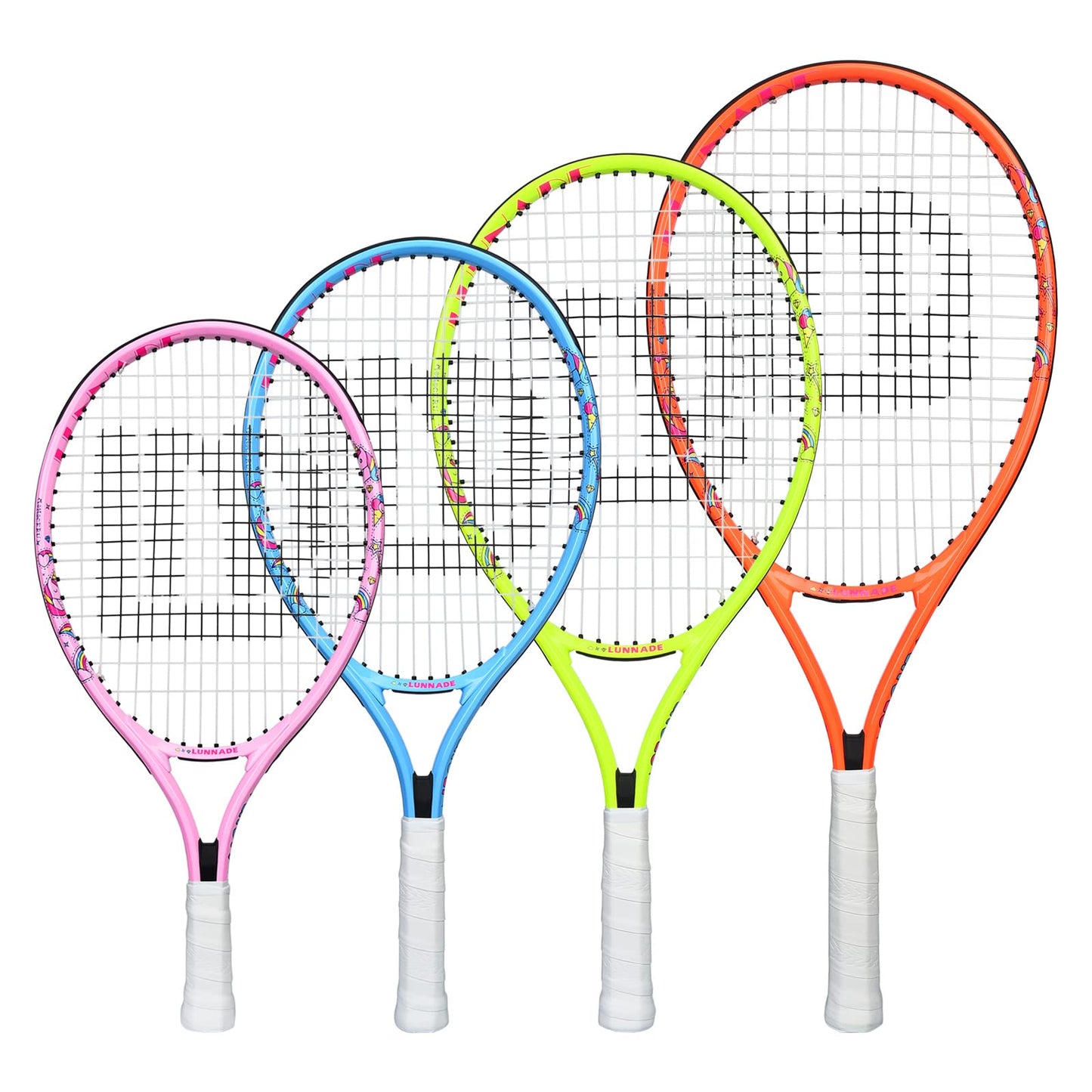 LUNNADE Kids Junior Tennis Racket, 19/21/23/25 inch youth tennis racket with cover, suitable for beginner boys and girls aged 3-12.