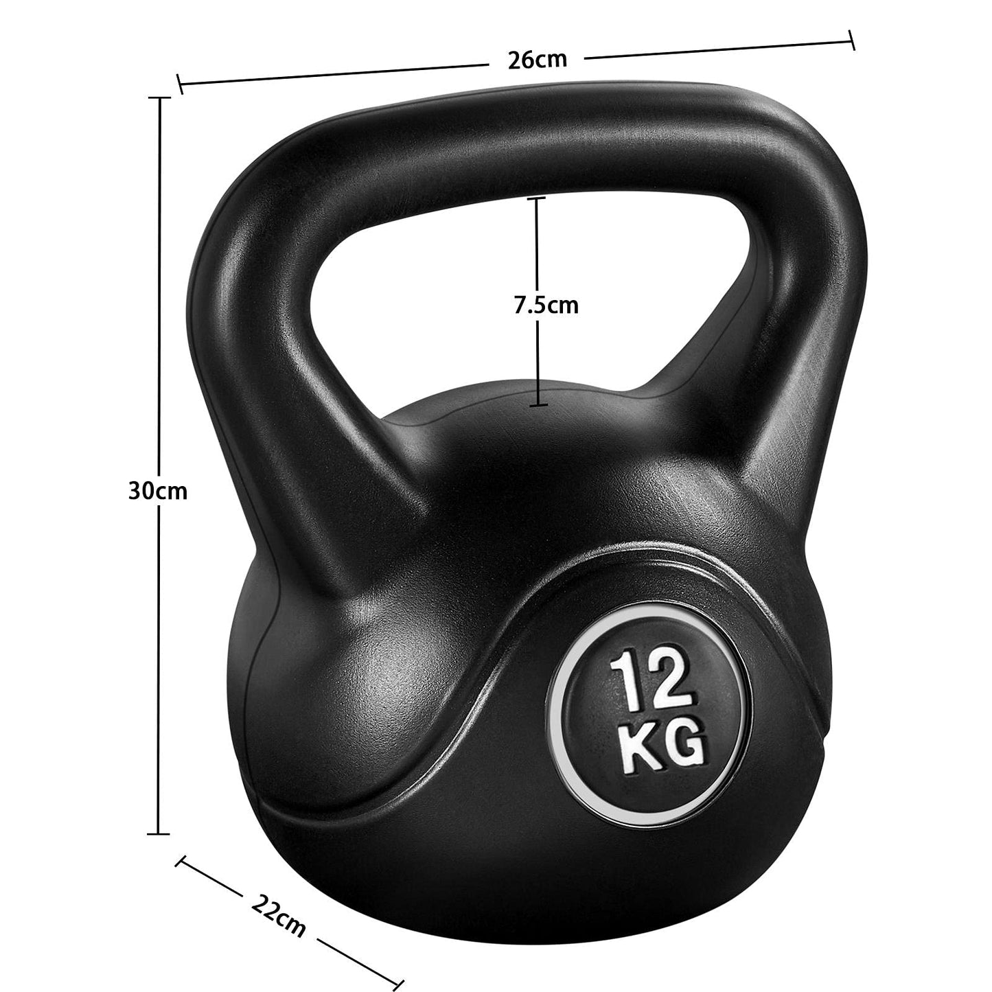 Yaheetech 12kg Kettlebell for strength training fitness gymnastics, black ball weight for kettlebell swings.