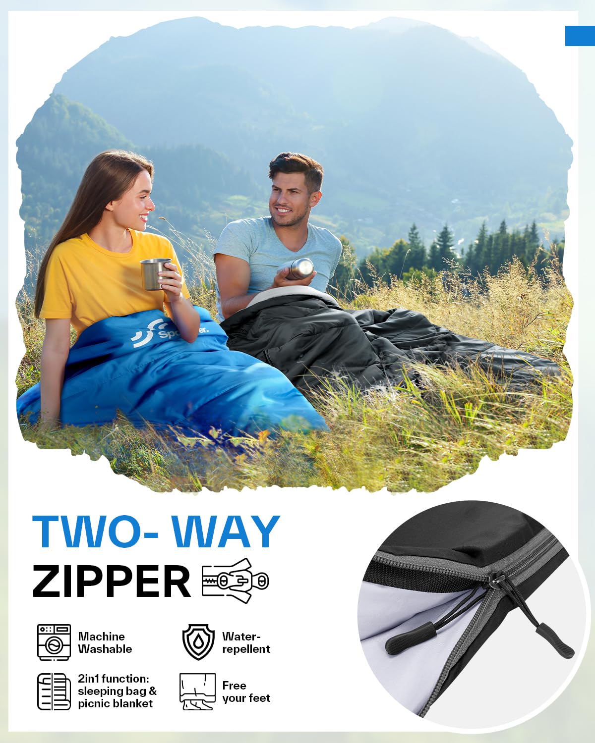 Sleeping bag Summer Sleeping Bag: Sportneer 190×85cm Summer Sleeping Bag Portable Lightweight Waterproof Sleeping Bag with Compression Sack for Camping, Backpacking, Hiking, Travel