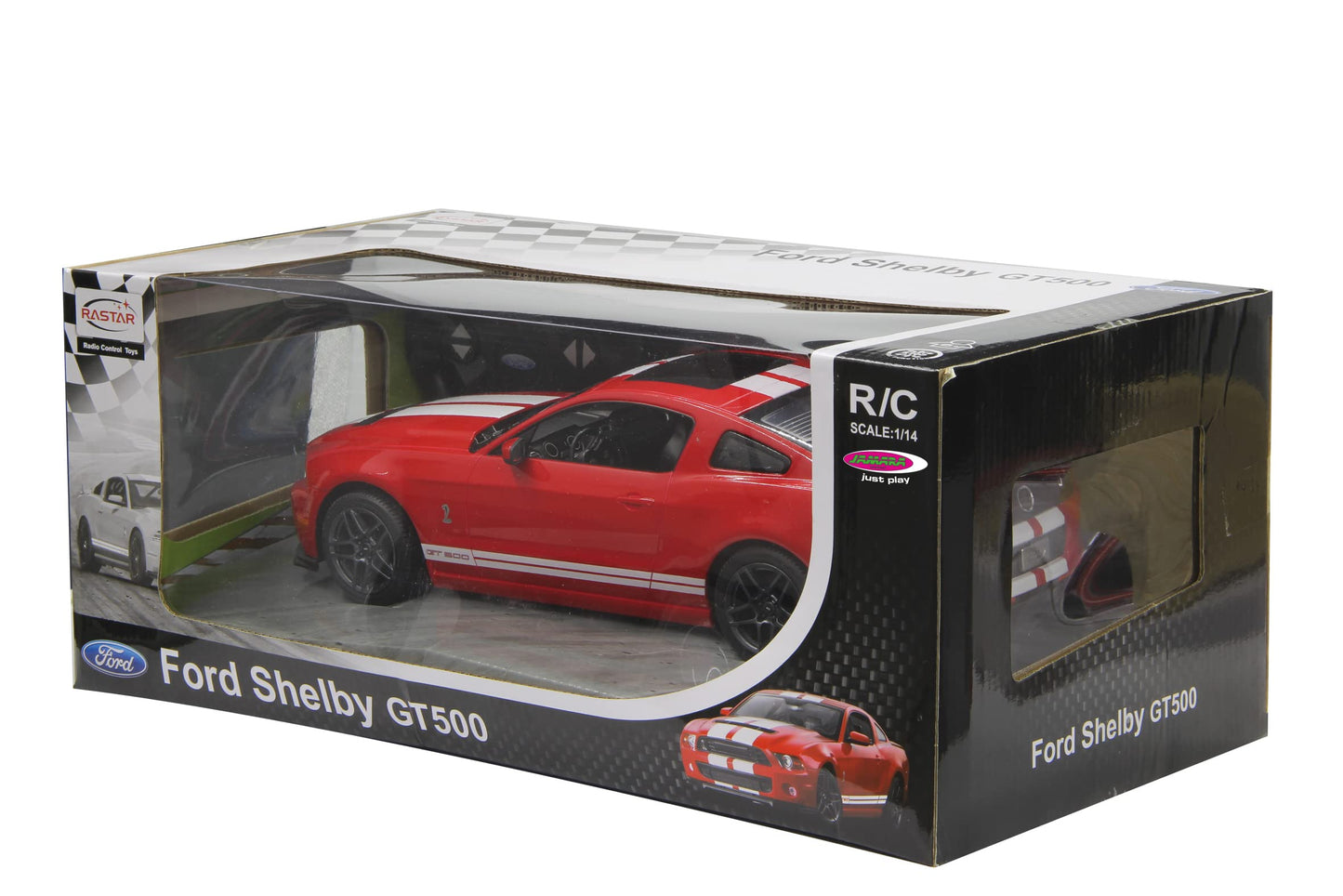 JAMARA Ford Shelby GT500 1:14 2.4GHz - officially licensed, approx. 1 hour drive time at 11 Km/h, LED lights, perfectly recreated details, detailed interior, high-quality craftsmanship.