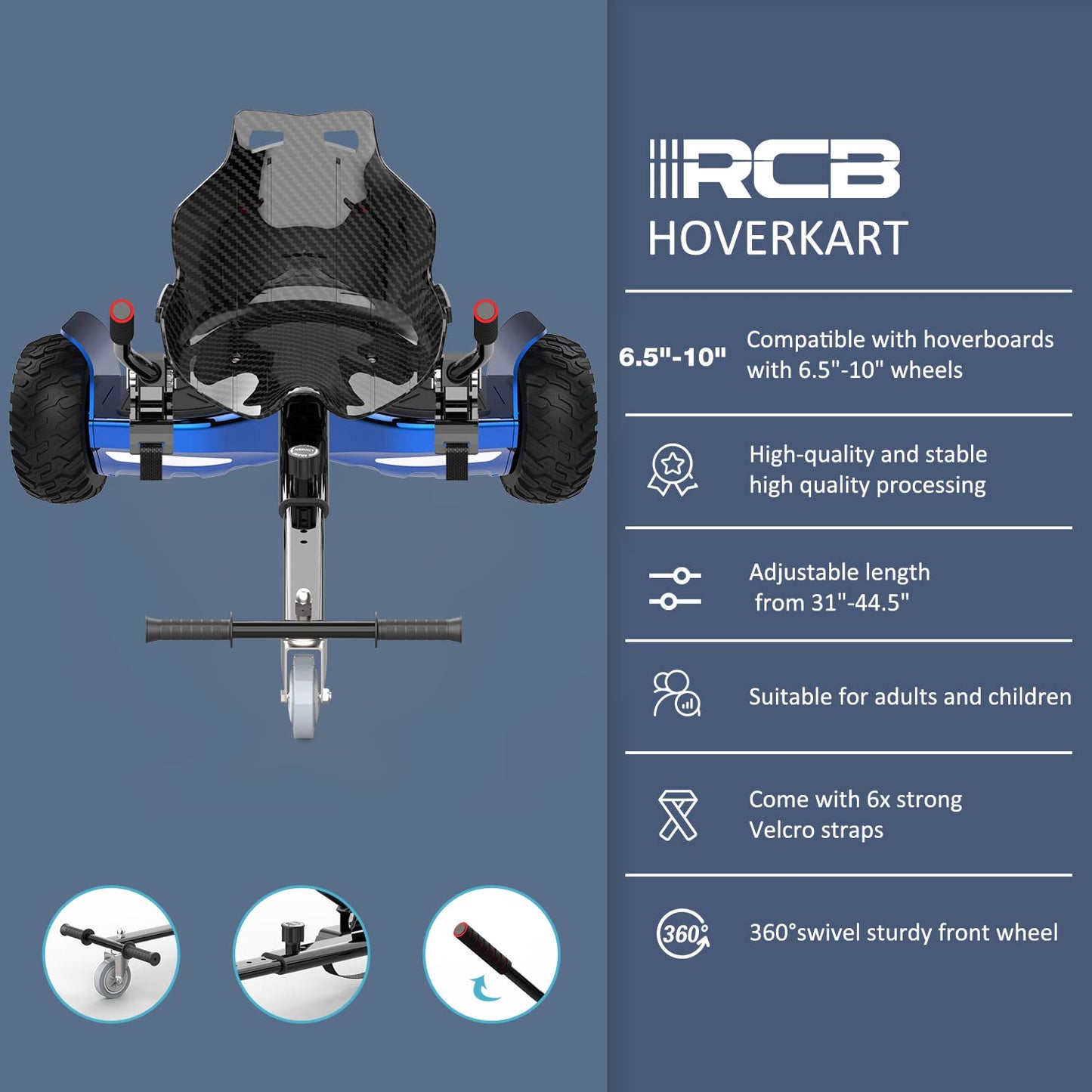 RCB Hoverboards SUV with Seat Hoverboards Off-Road, App-enabled Bluetooth Hoverboards, 8.5'' Hummer + Hoverkart Go Kart for Self Balancing hoverboards, Gift for Kids