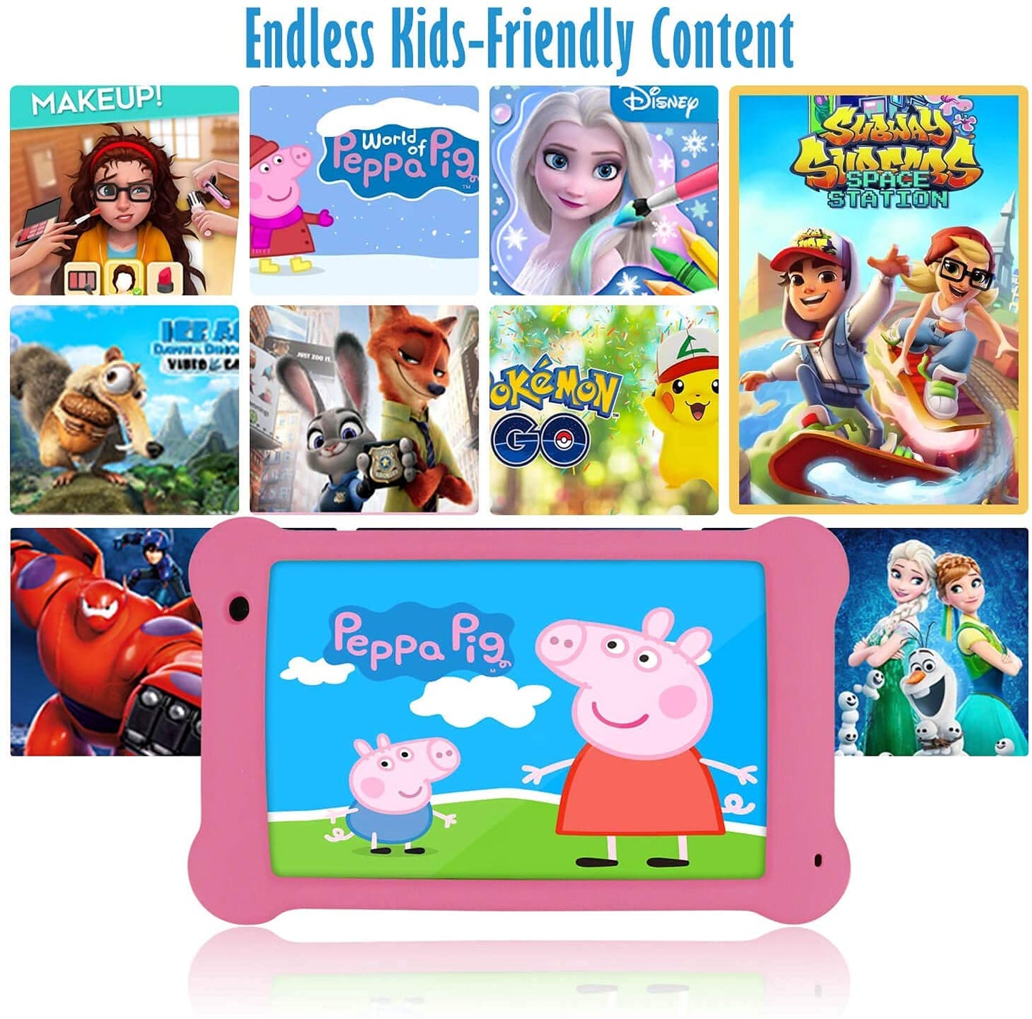 Wainyok Kids Tablet, 2GB RAM + 32GB ROM Kids Tablet, Quad Core, Parental Controls, 7 Inch Eye Protection IPS FHD Display Toddler Android 11 Tablets with Kid-Proof Case.