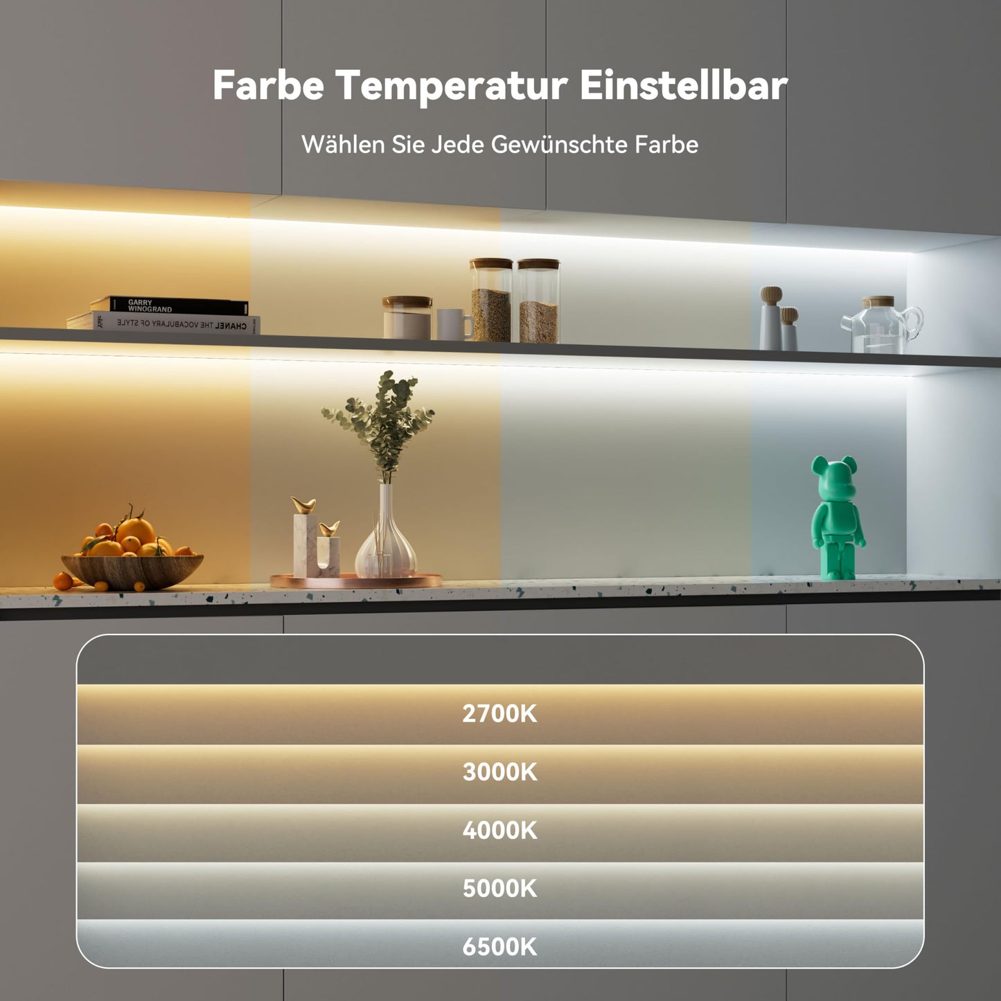 PAUTIX COB LED strip CCT warm white cool white, 10M dimmable 2700K-6500K with smart app control 6400 LEDs 24V LED strip light set with power supply, CRI93+ super bright for kitchen TV DIY lighting.
