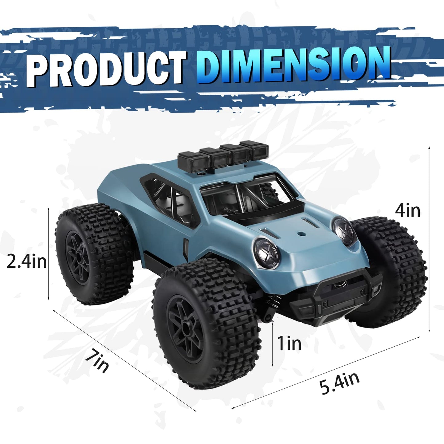 Kizeefun Remote Control Car, 2.4Ghz 1/20 RC SUV 20 km/h All Terrain, Electric Toy, Off-road with 2 BATTERIES 50min Playtime and LED Headlights, Gift for Kids