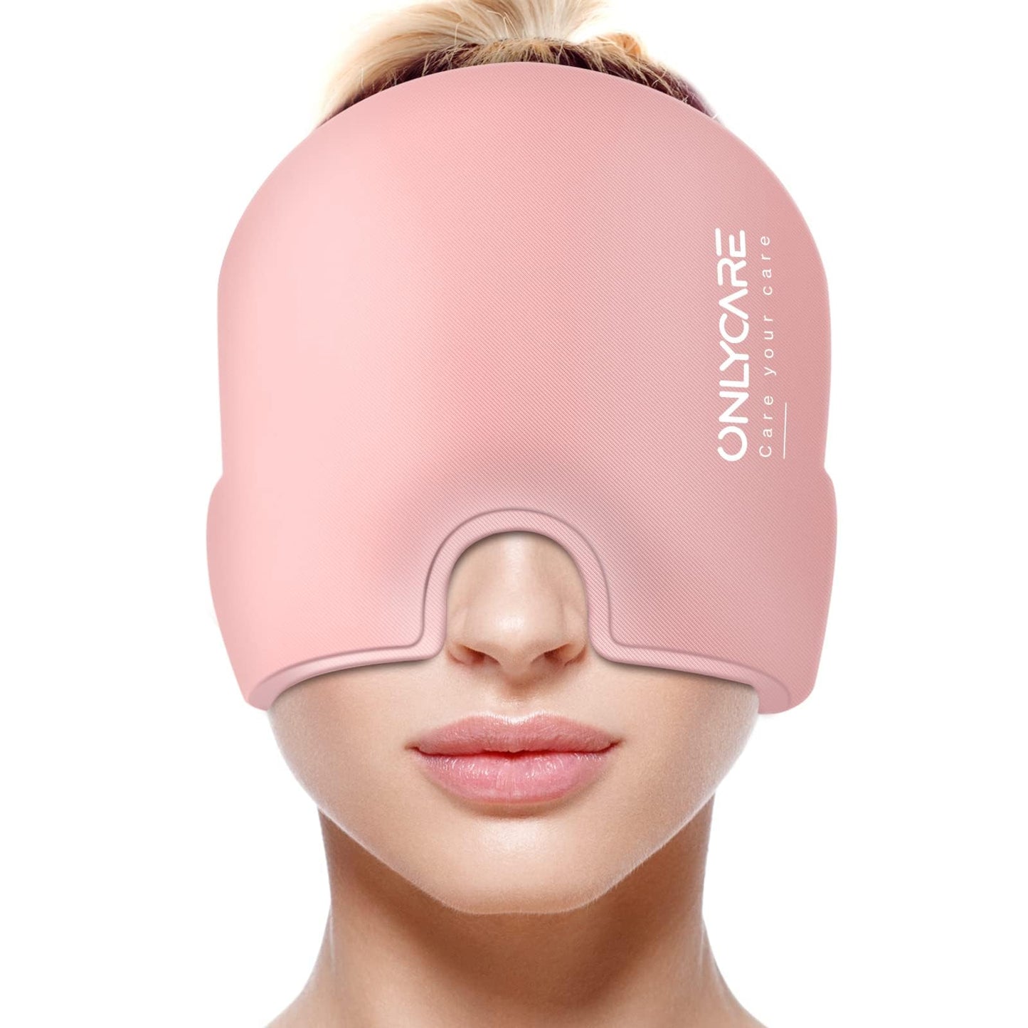 ONLYCARE Migraine Relief Cap, Headache Relief Hat Cooling Mask Cold Cap Headache Mask Cooling Cap Cooling Pads Gel for Migraine Relief (Pink)