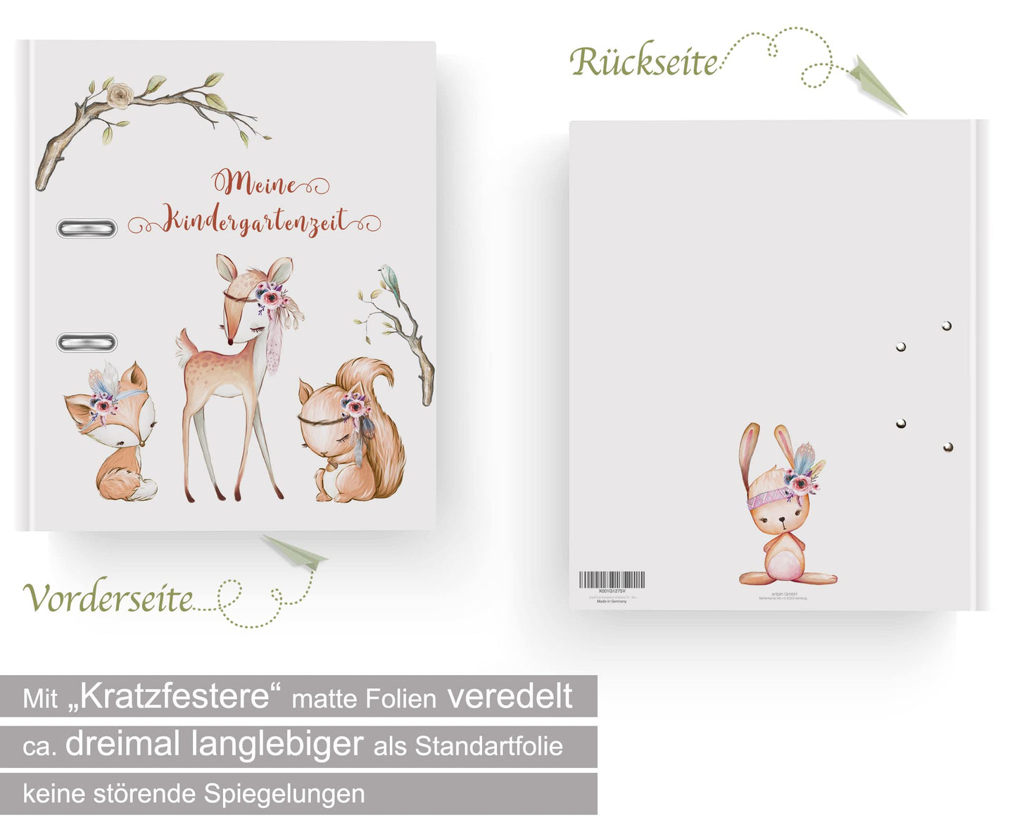 artpin® Collectible Folder Kindergarten A4, my kindergarten time - children's folder for 350 sheets collecting folder for girls woodland animals O2