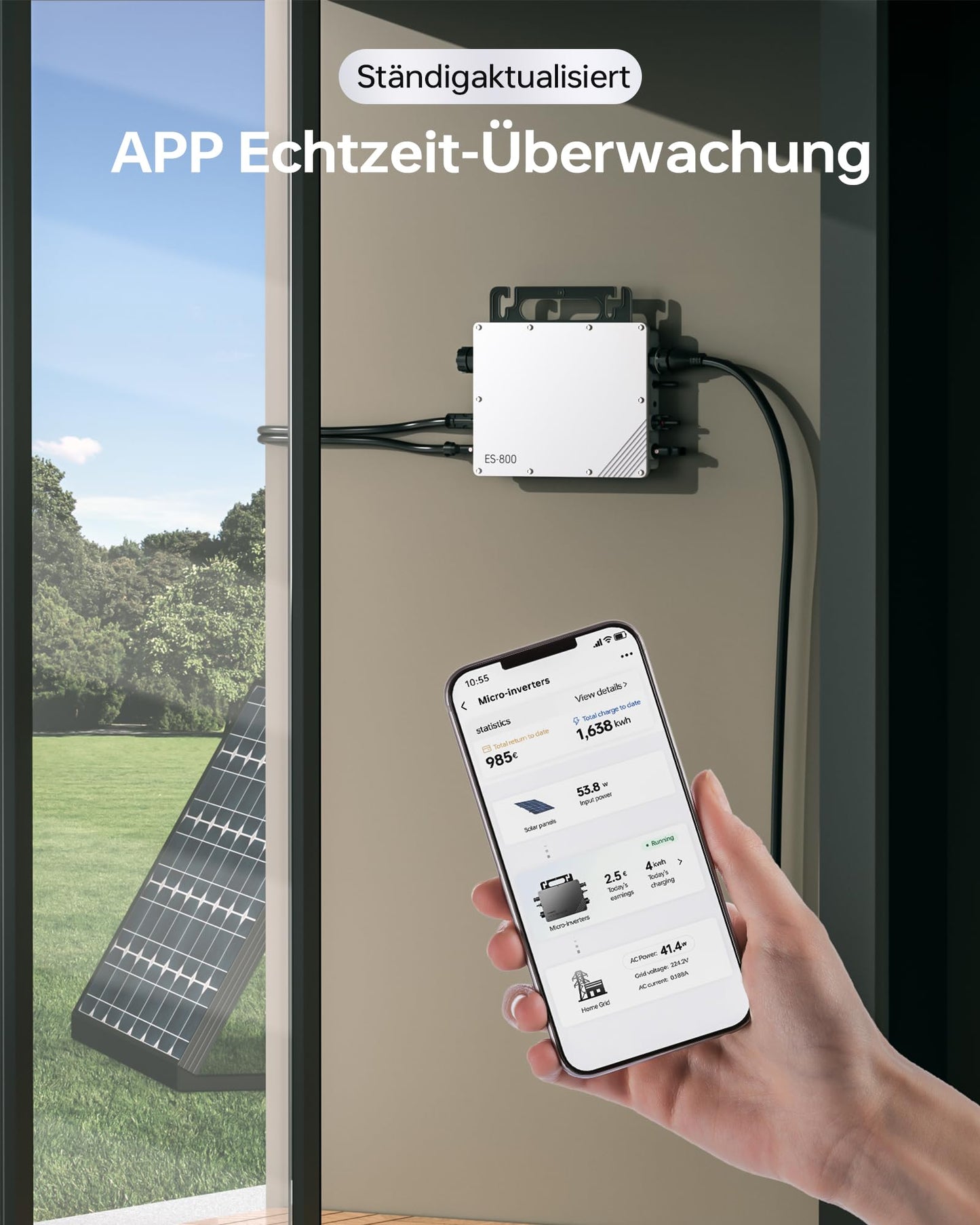 800W micro inverter, solar inverter with MPPT micro-solar grid feed-in, plug and play home easy installation WiFi monitoring with APP IP67 waterproof
