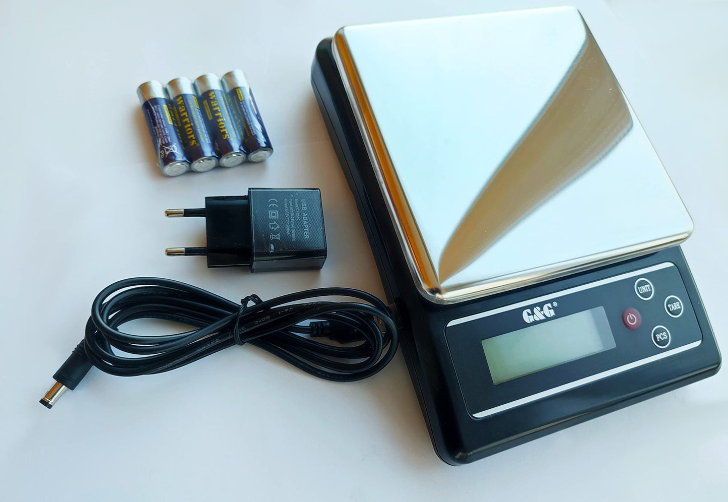 G&G KF-B kitchen scales, 6kg -3kg / 0.1g adjustable auto off, digital scale with power adapter and batteries (3kg / 0.1g (KF3000B))