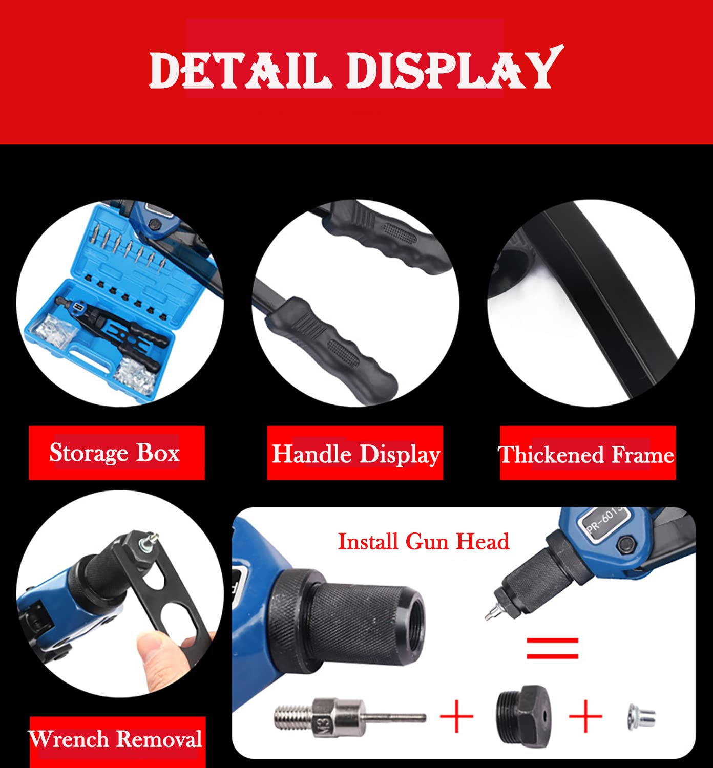 YWHWXB Rivet Nut Tool, 33cm Hand Rivet Nut Setter Kit - 110Pcs Heavy Duty Rivet Nuts M3-M12 and 7 Metric & Inch Mandrels Kits with Rugged Carrying Case